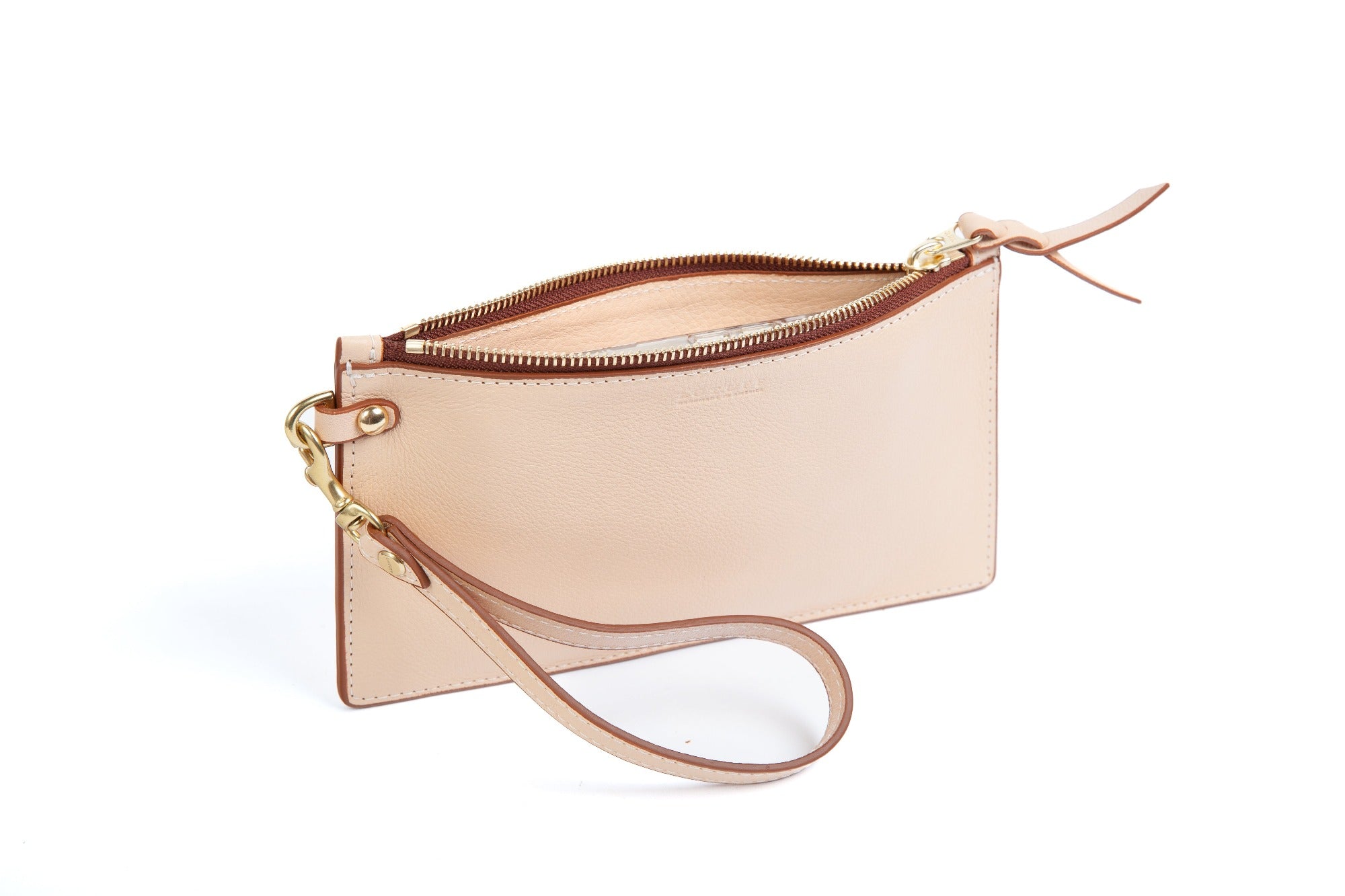 Leather Wristlet Wallet Natural