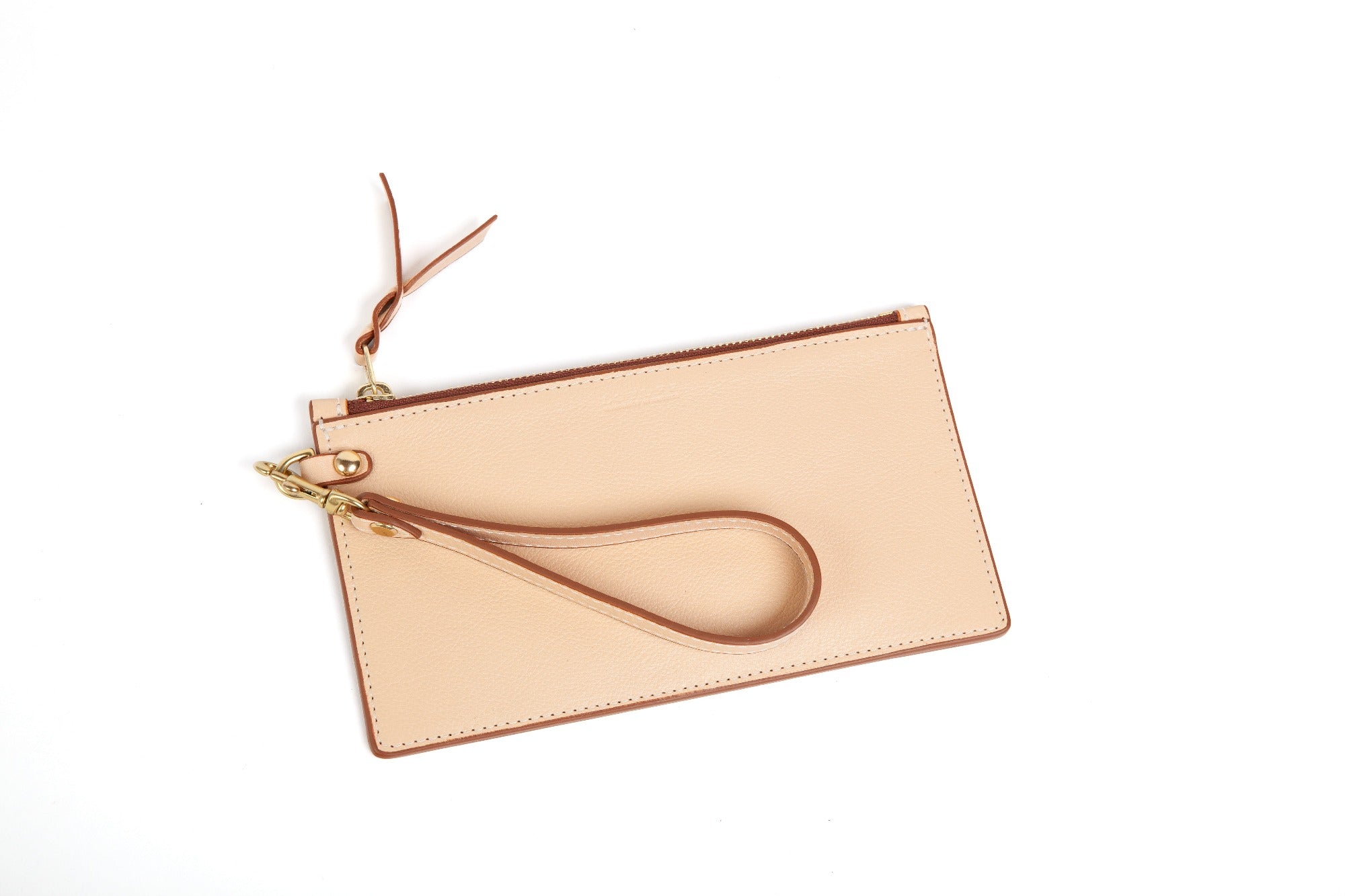 Leather Wristlet Wallet Natural
