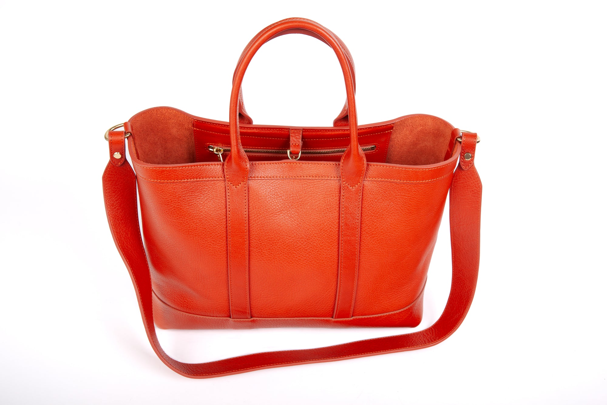 Leather Small Tote Orange