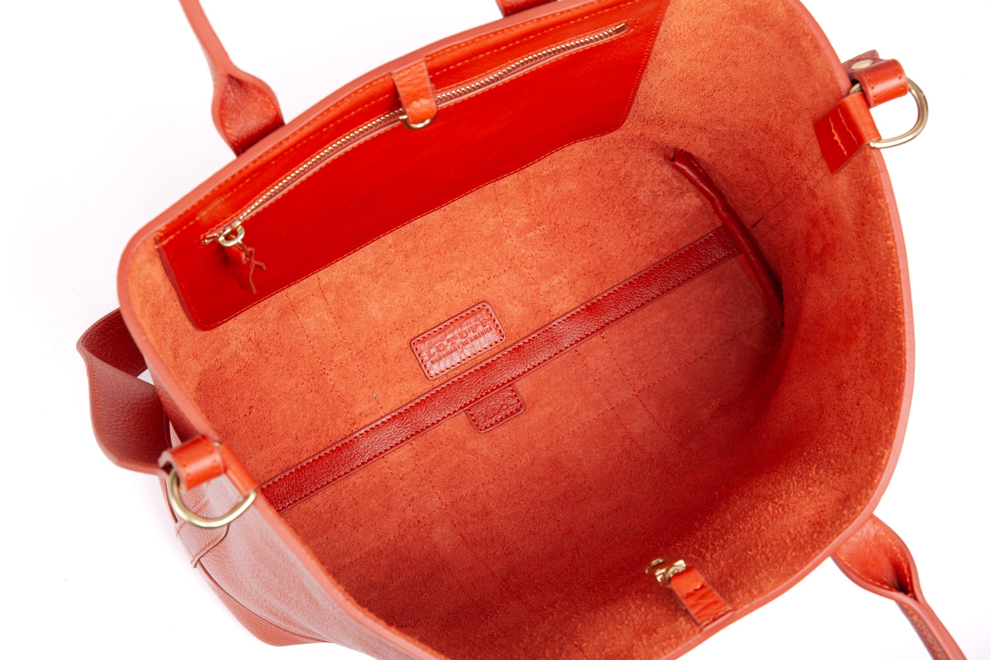 Leather Small Tote Orange