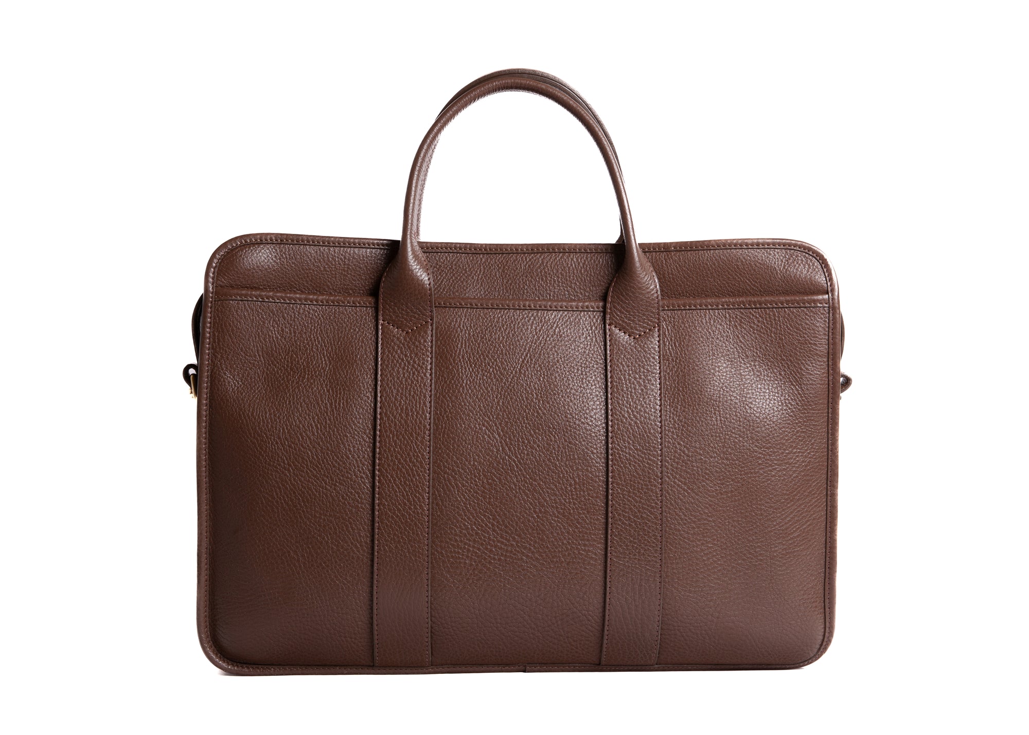 Leather Zip-Top Briefcase Clay