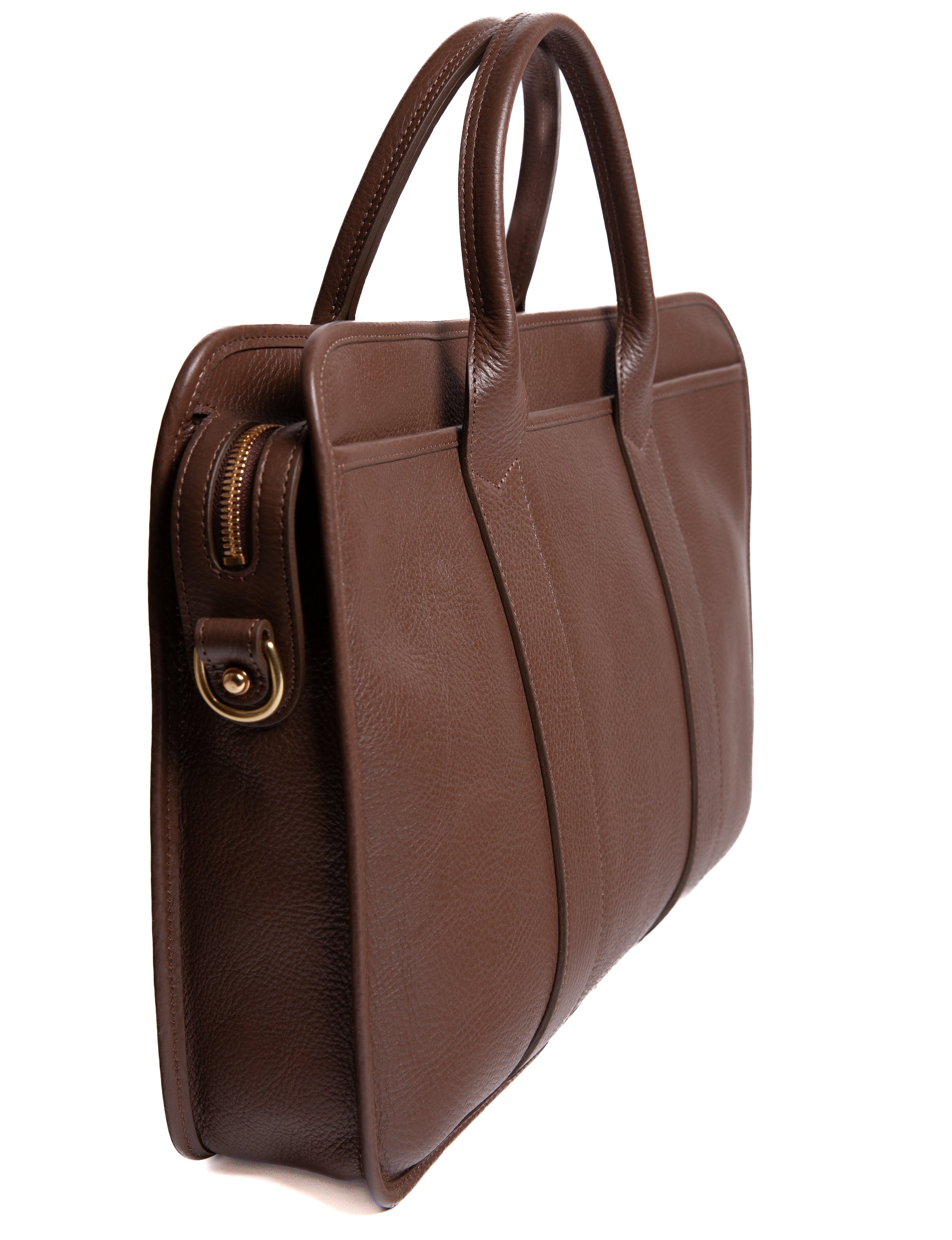 Leather Zip-Top Briefcase Clay