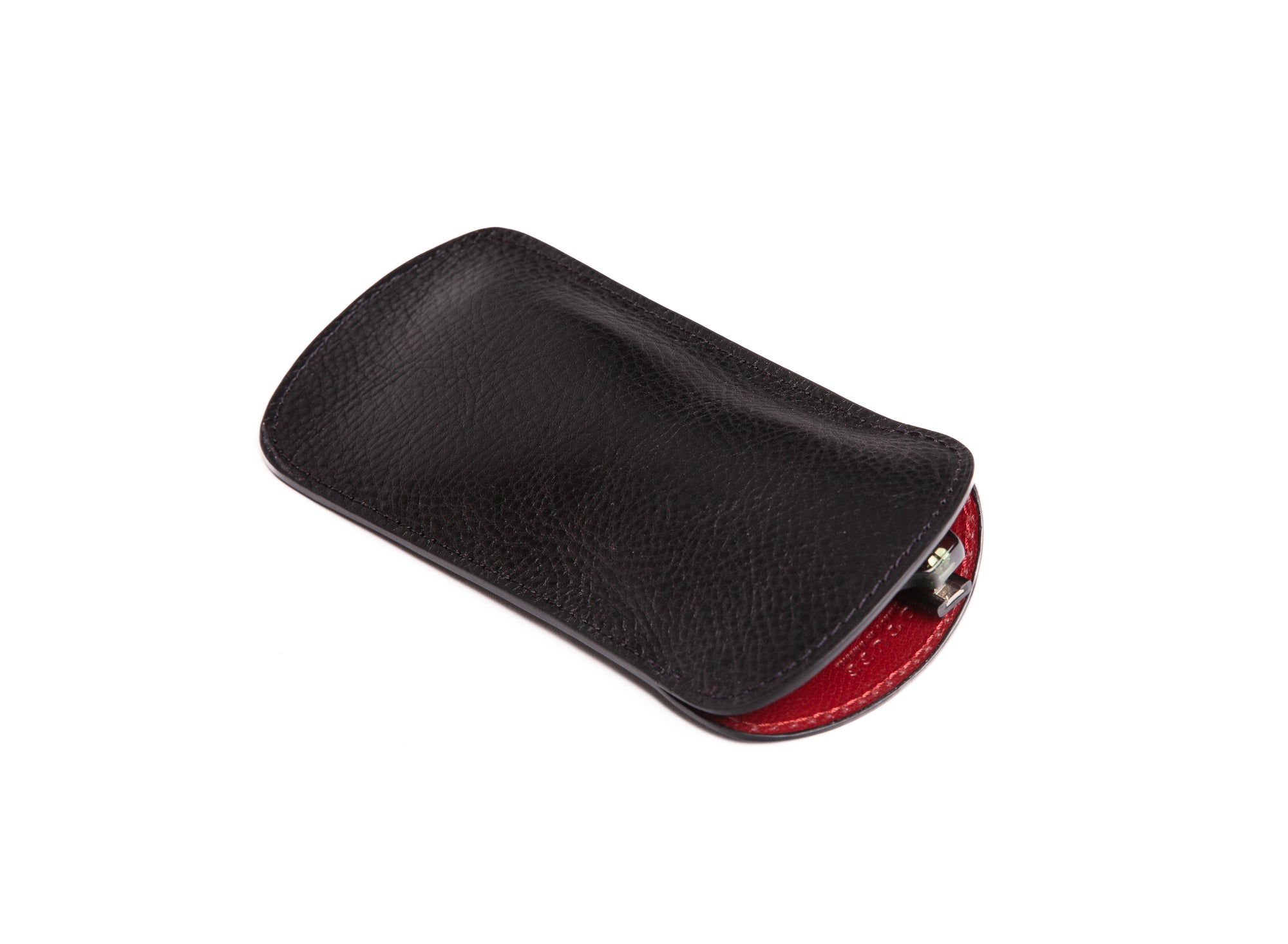 Leather Eyeglass Sleeve Black/Red