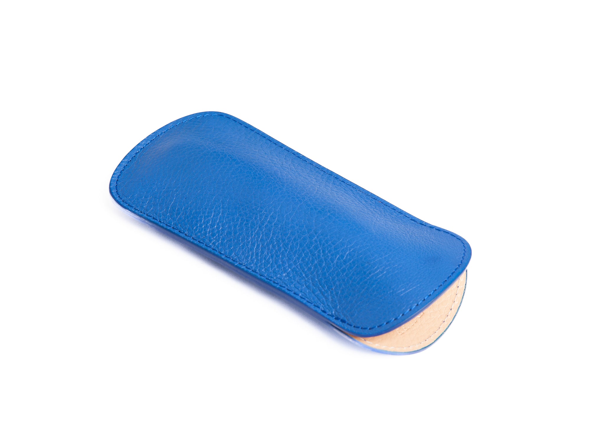 Leather Eyeglass Sleeve Electric Blue/Natural