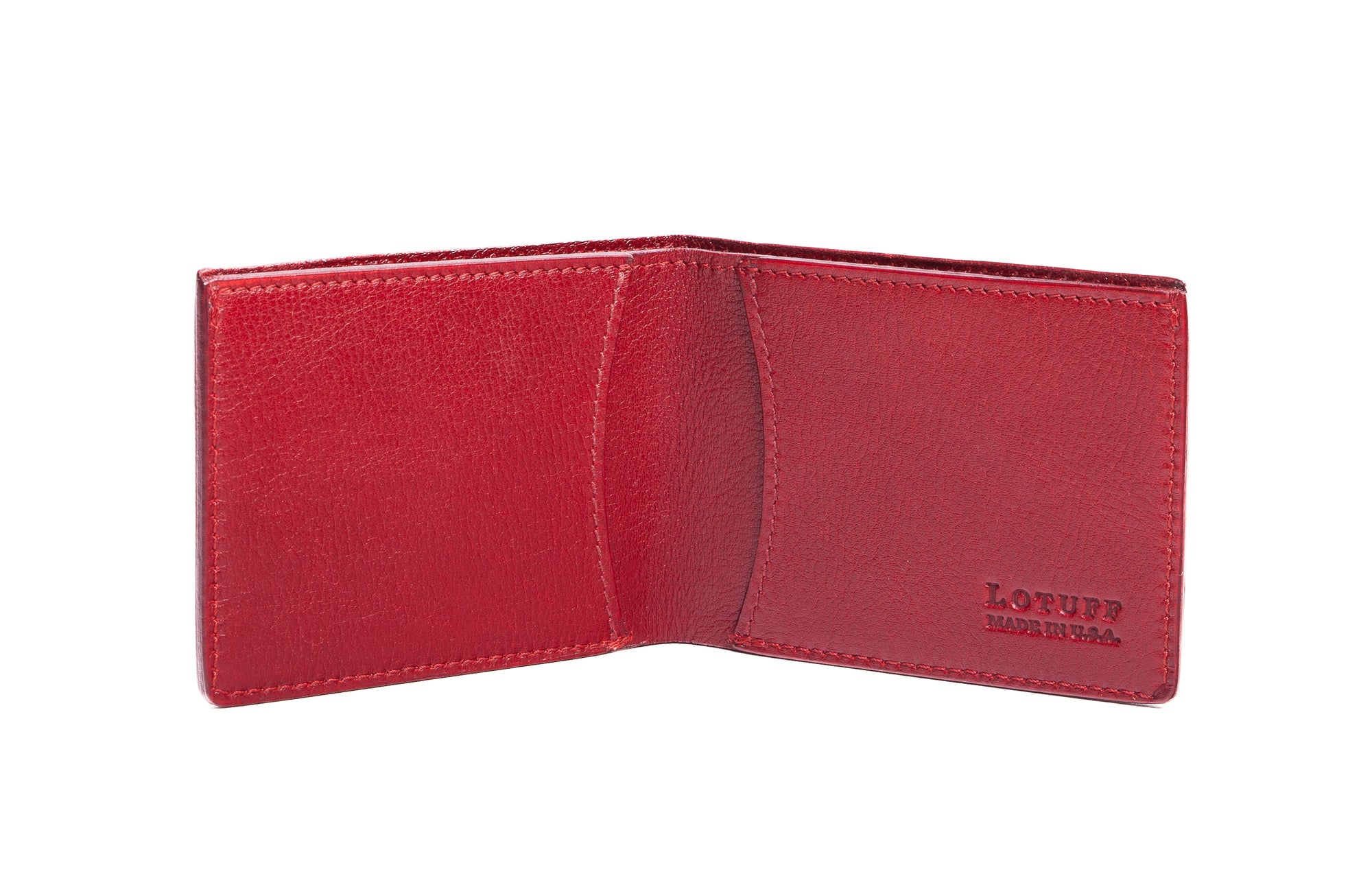 Two-Pocket Leather Bifold Wallet Red