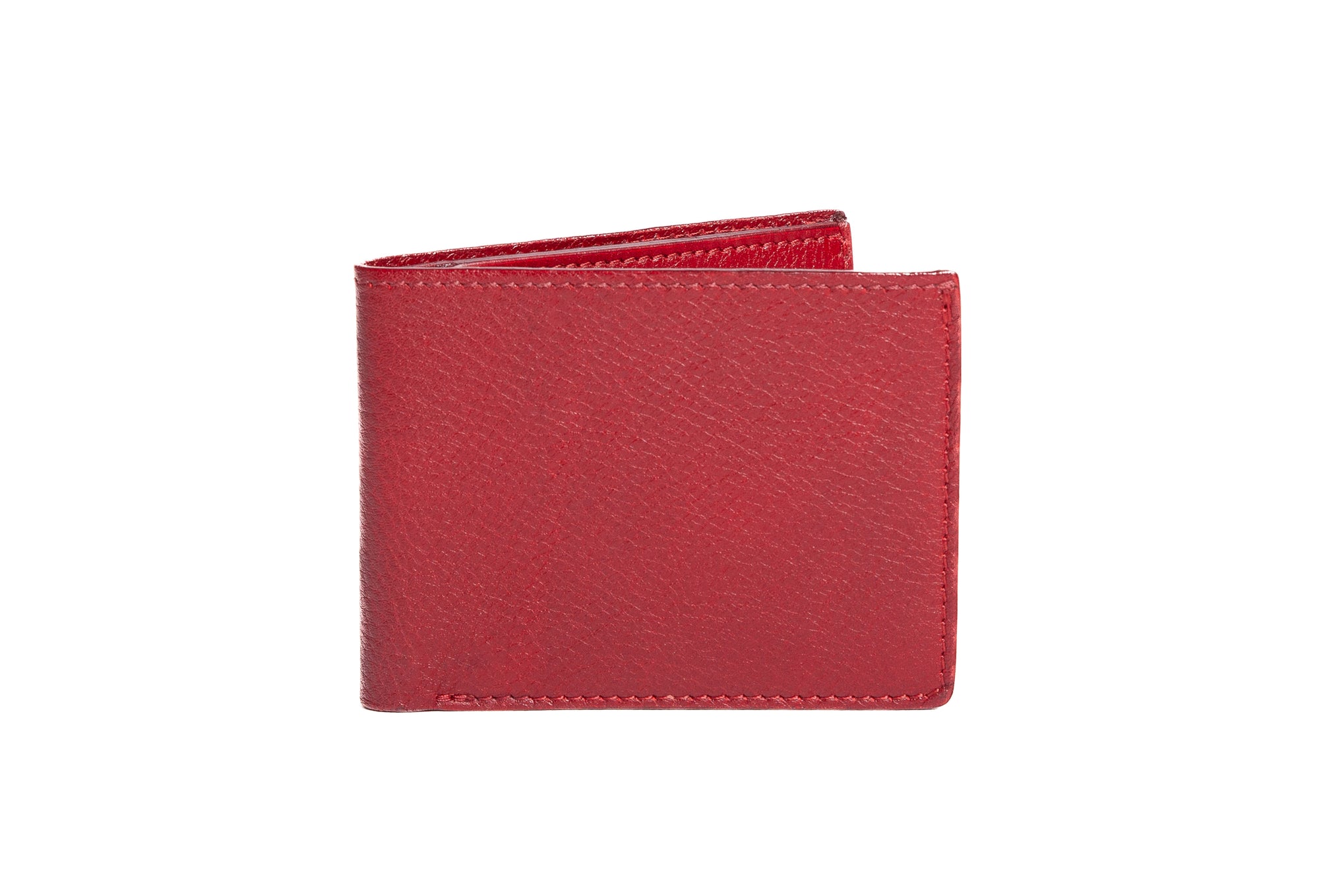 Two-Pocket Leather Bifold Wallet Red