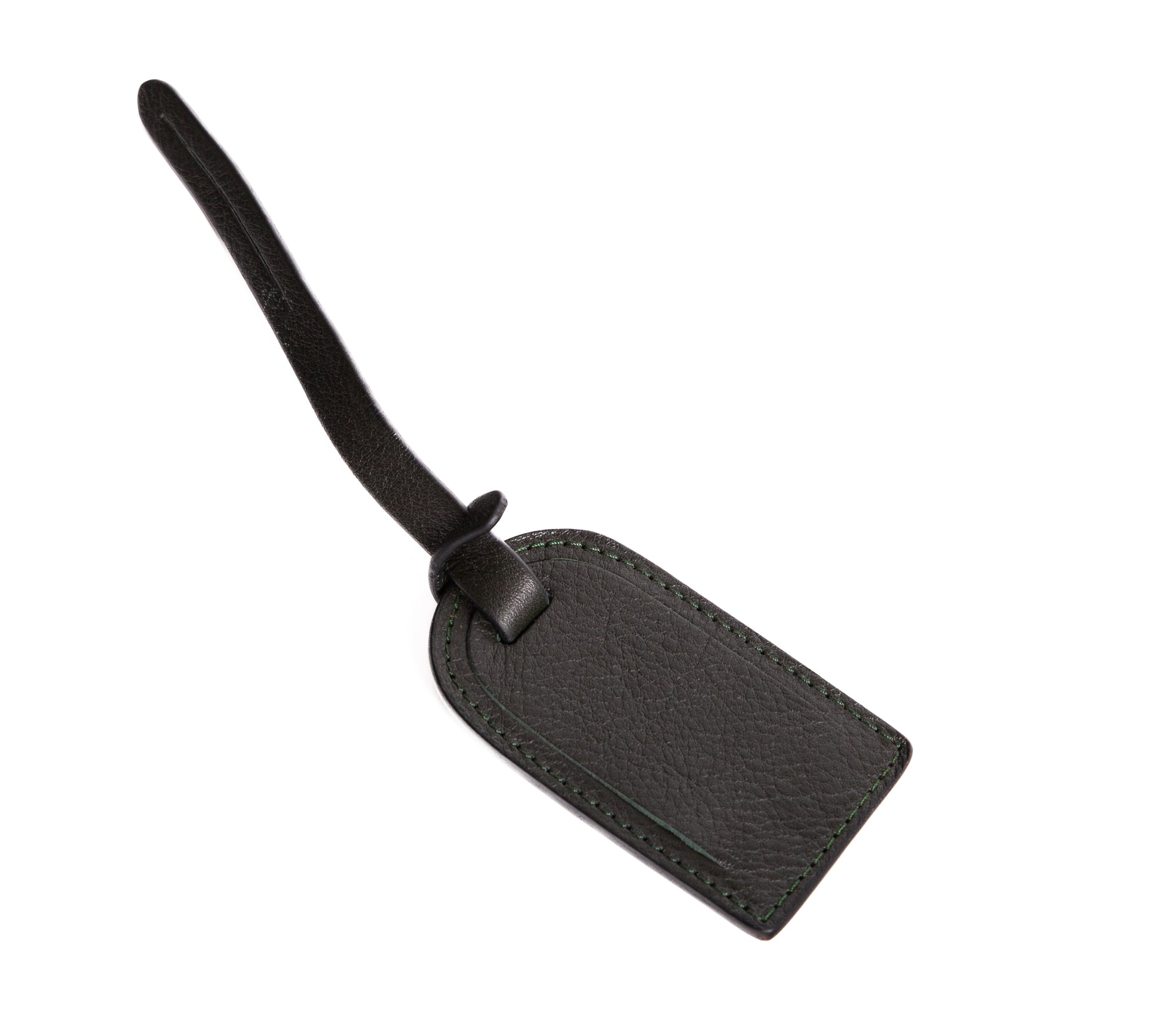 Leather Luggage ID Tag Green