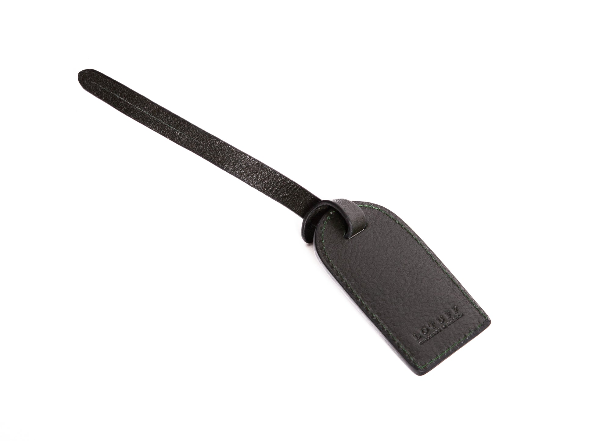 Leather Luggage ID Tag Green