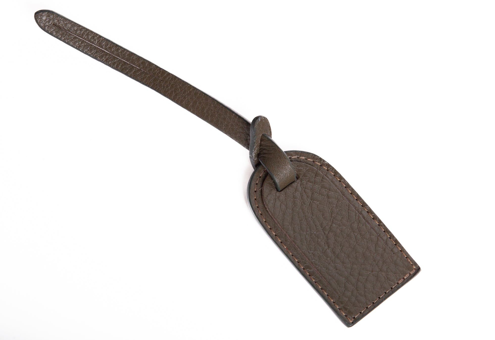 Leather Luggage ID Tag Olive