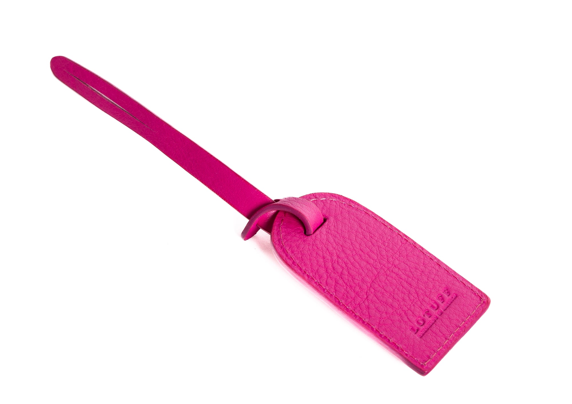 Leather Luggage ID Tag Magenta