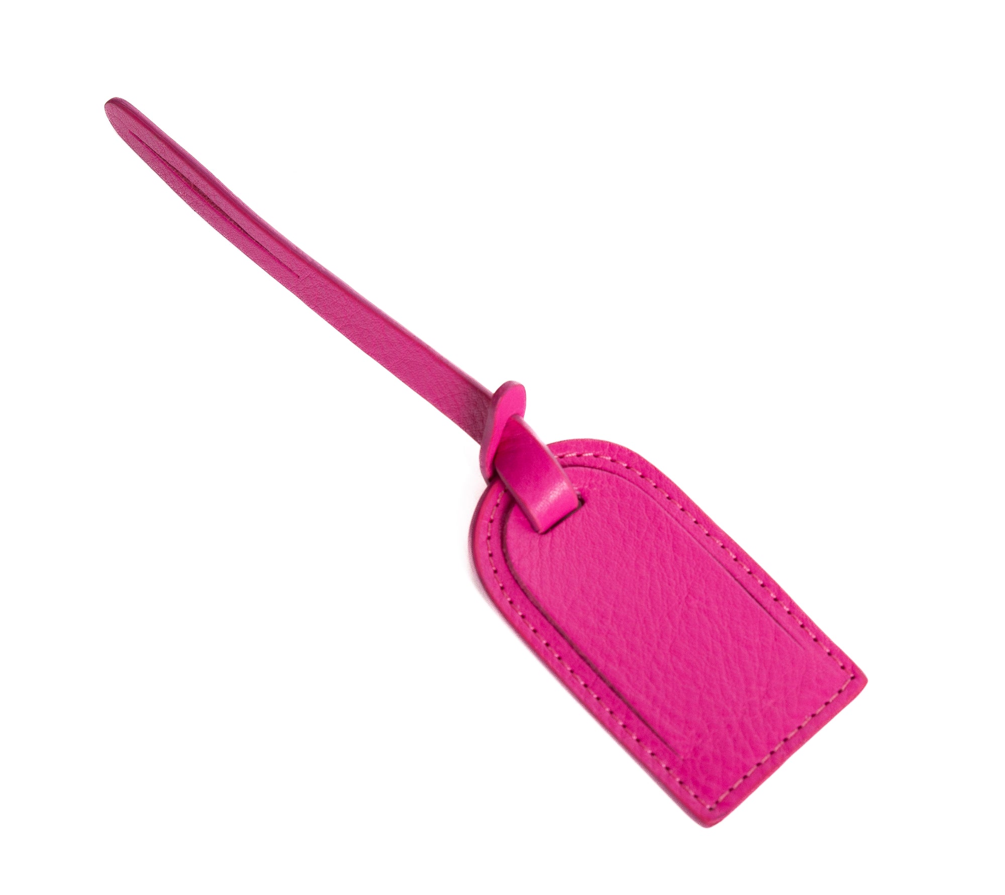 Leather Luggage ID Tag Magenta