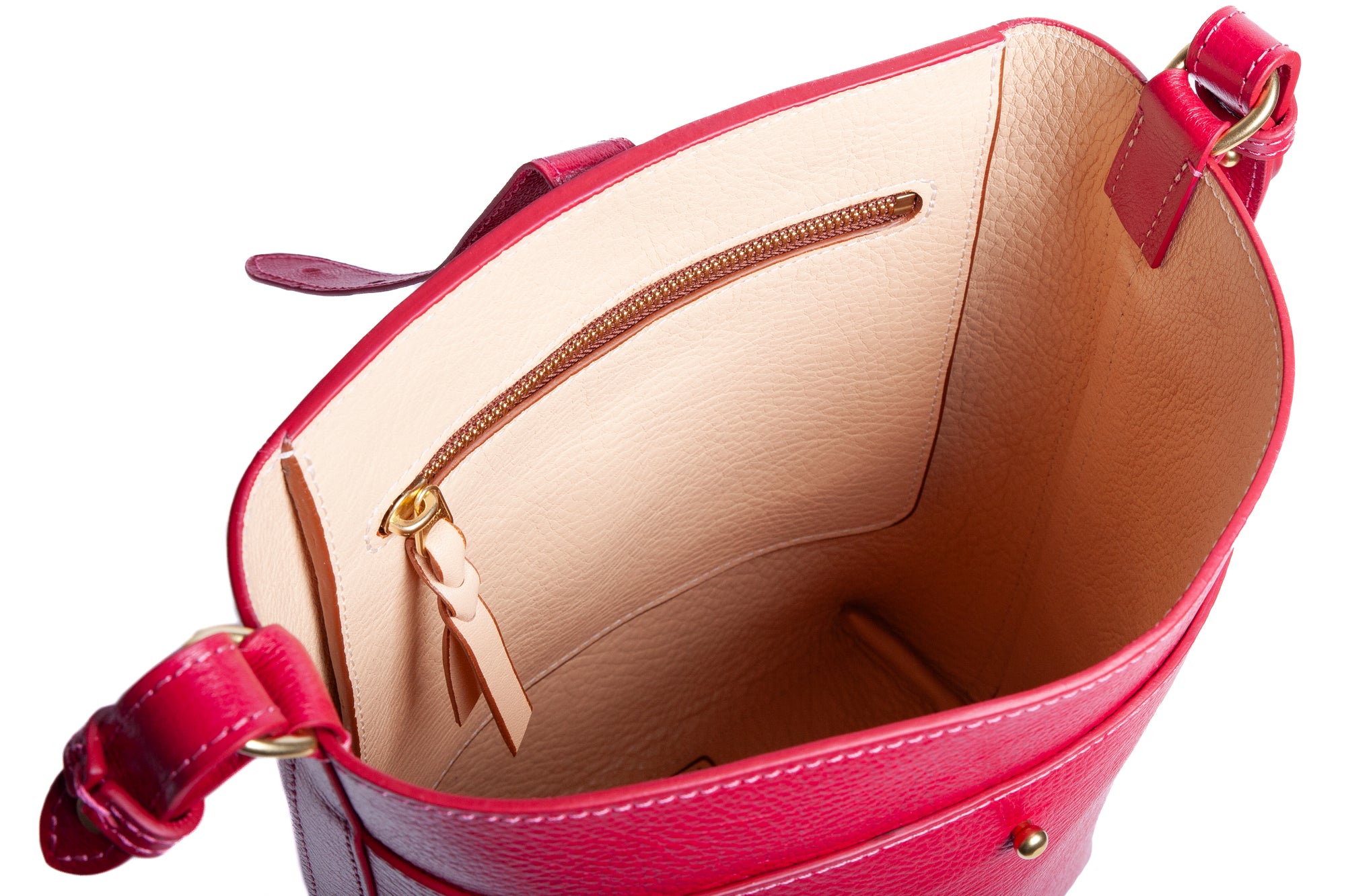 The Maude Bucket Bag Raspberry/Natural