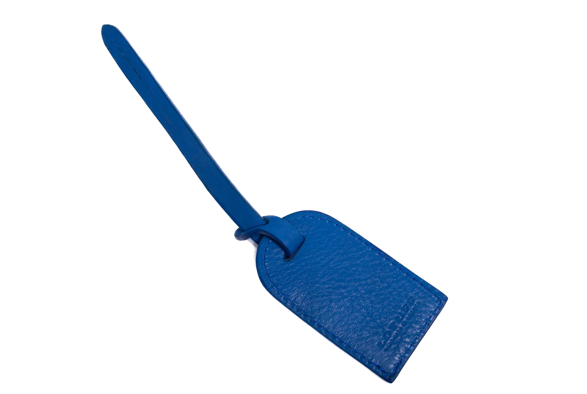 Leather Luggage ID Tag Electric Blue