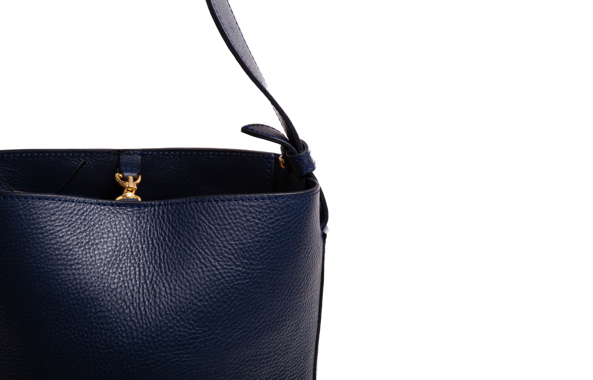 Mini Leather Bucket Shoulder Bag Indigo