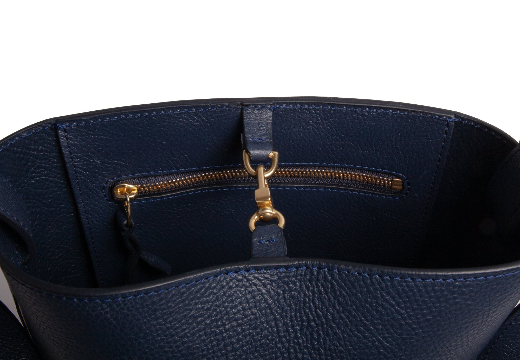 Mini Leather Bucket Shoulder Bag Indigo