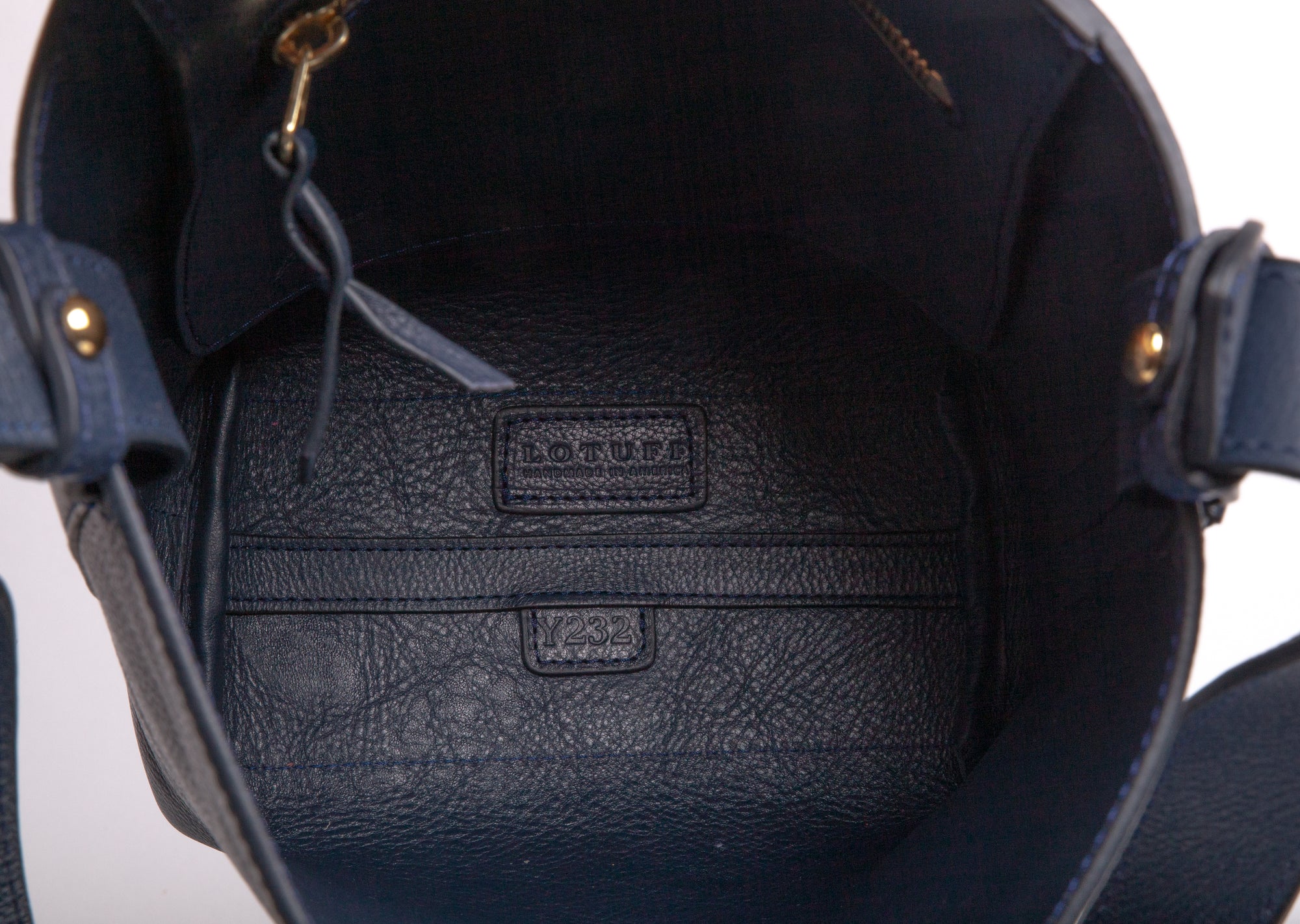 Mini Leather Bucket Shoulder Bag Indigo