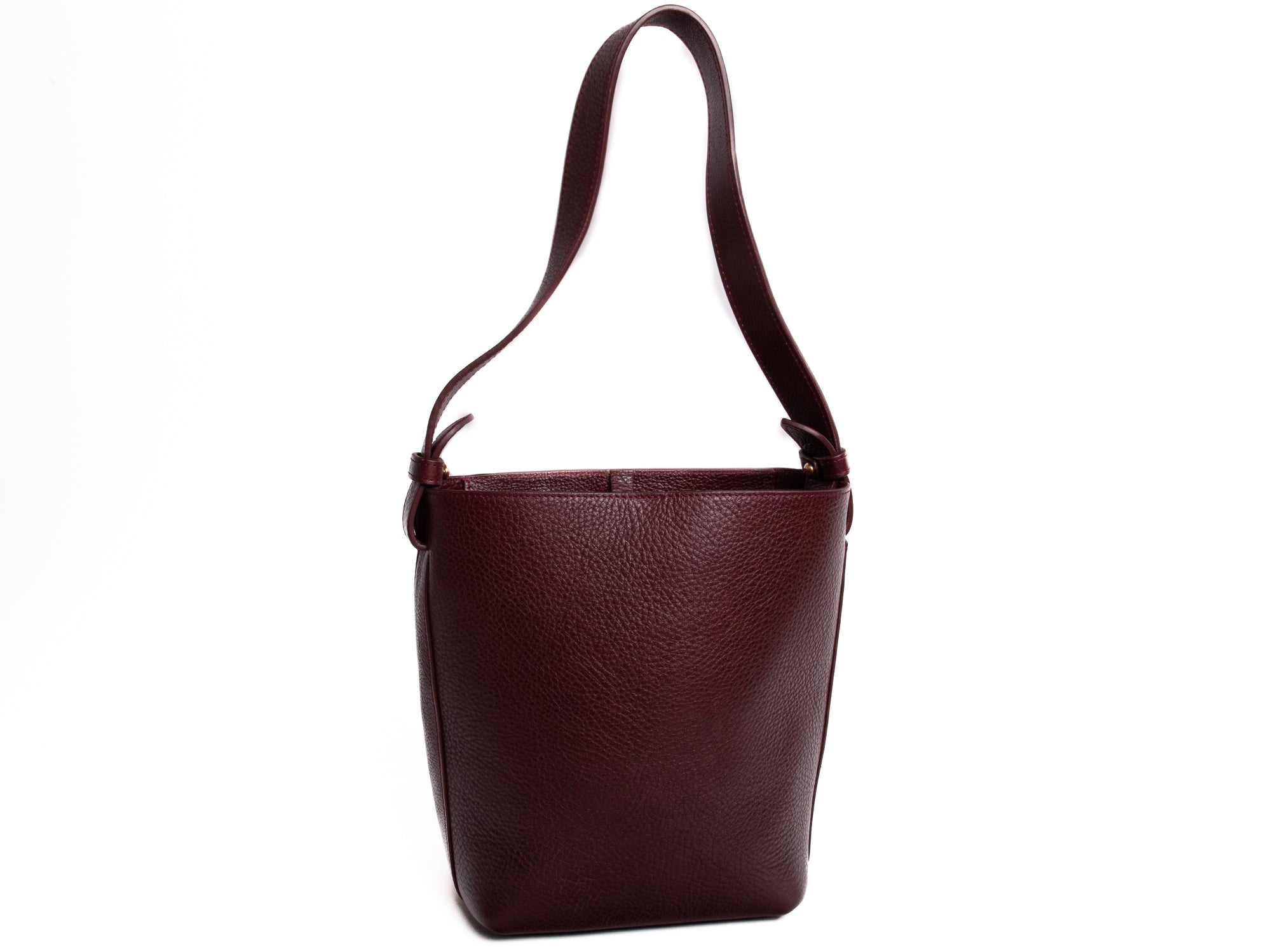 Mini Leather Bucket Shoulder Bag Cordovan