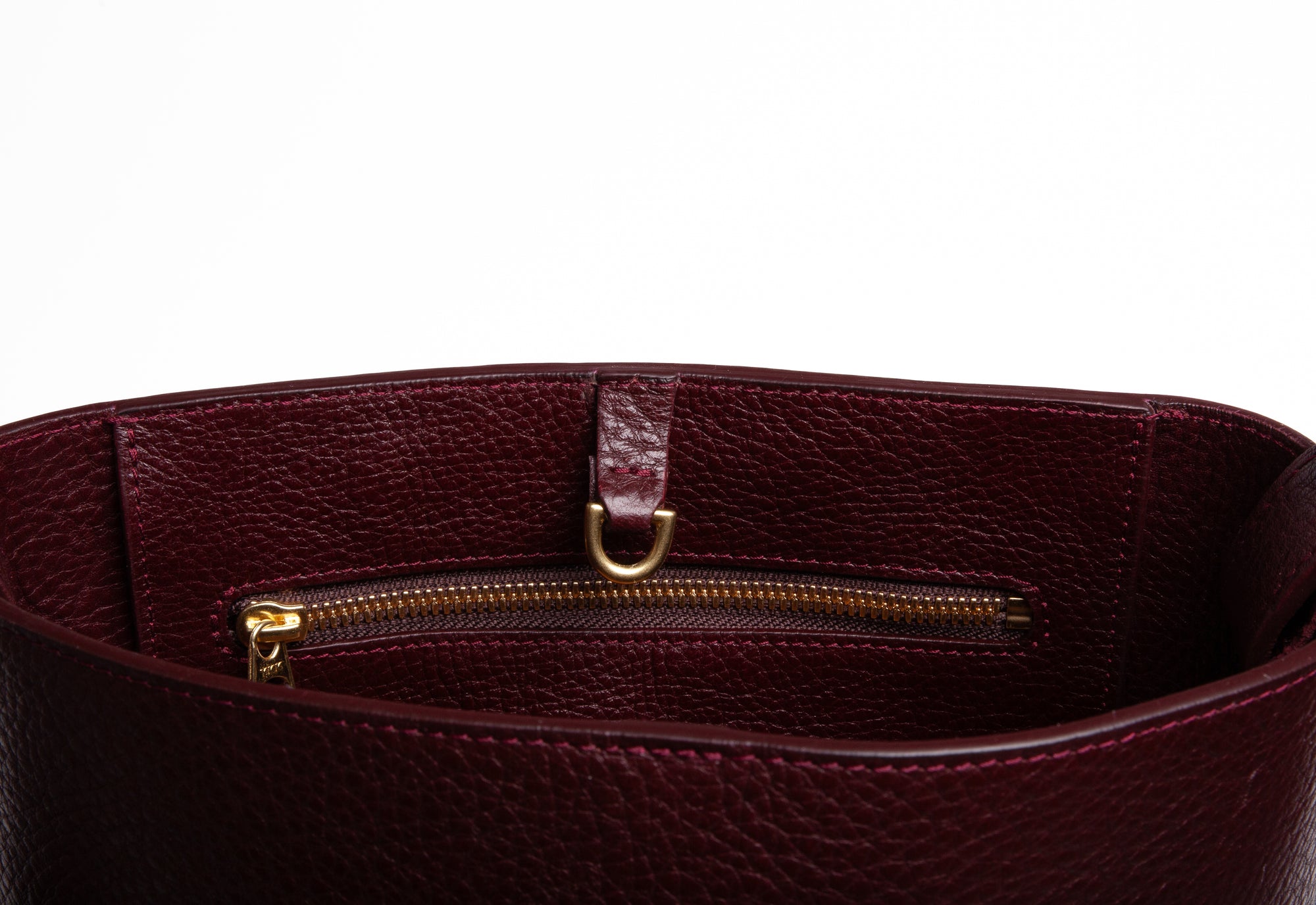 Mini Leather Bucket Shoulder Bag Cordovan