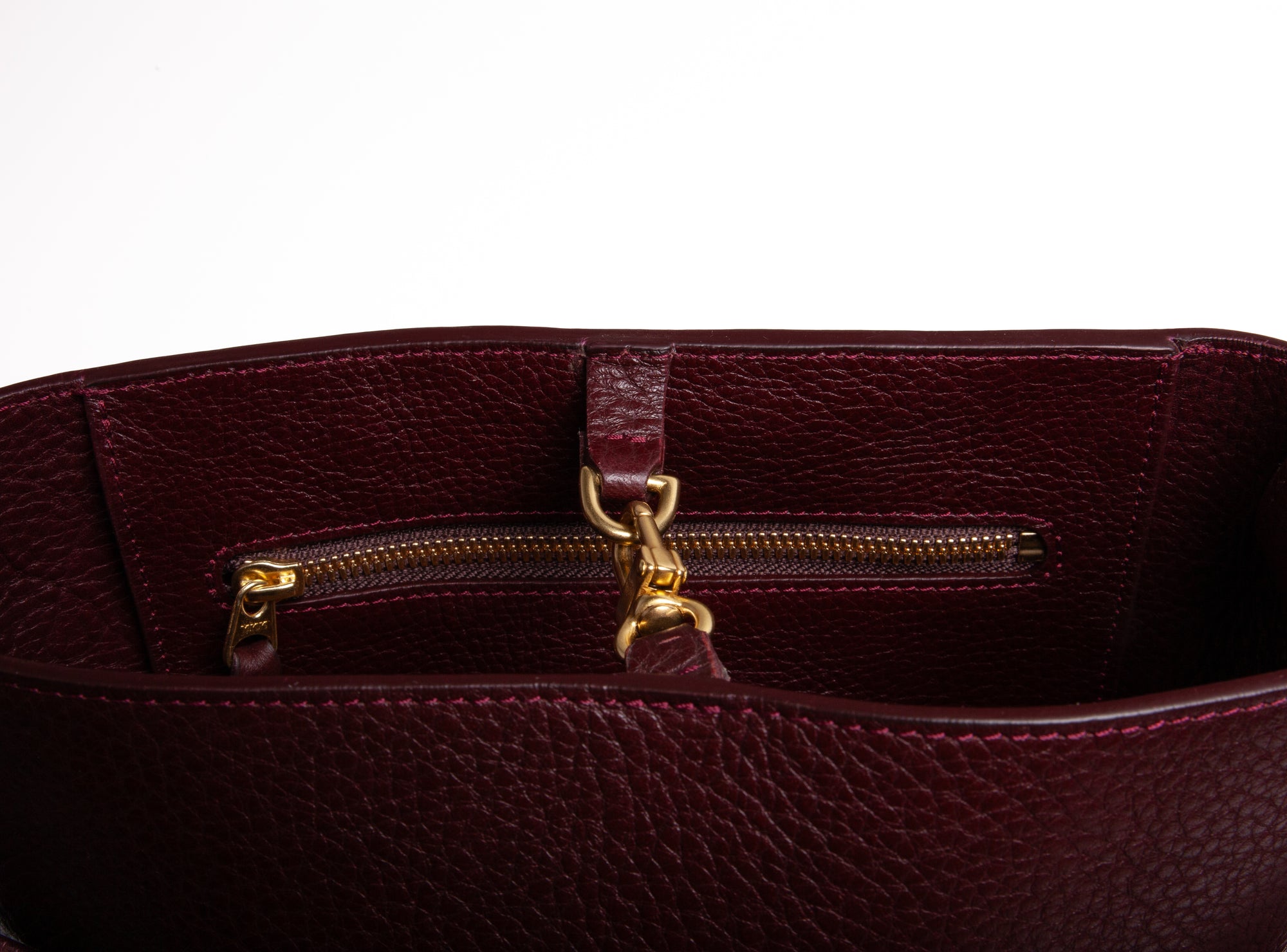 Mini Leather Bucket Shoulder Bag Cordovan