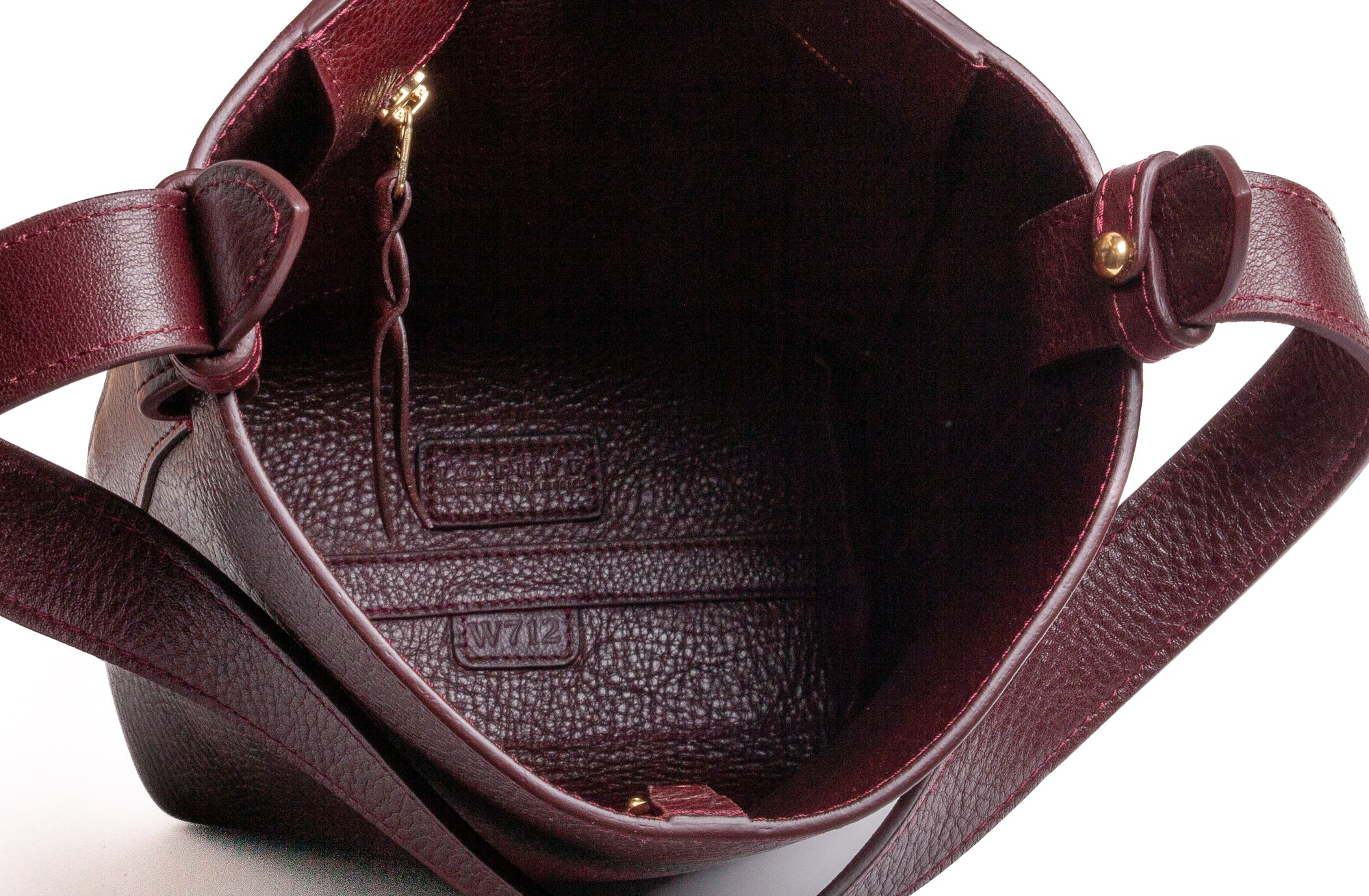 Mini Leather Bucket Shoulder Bag Cordovan