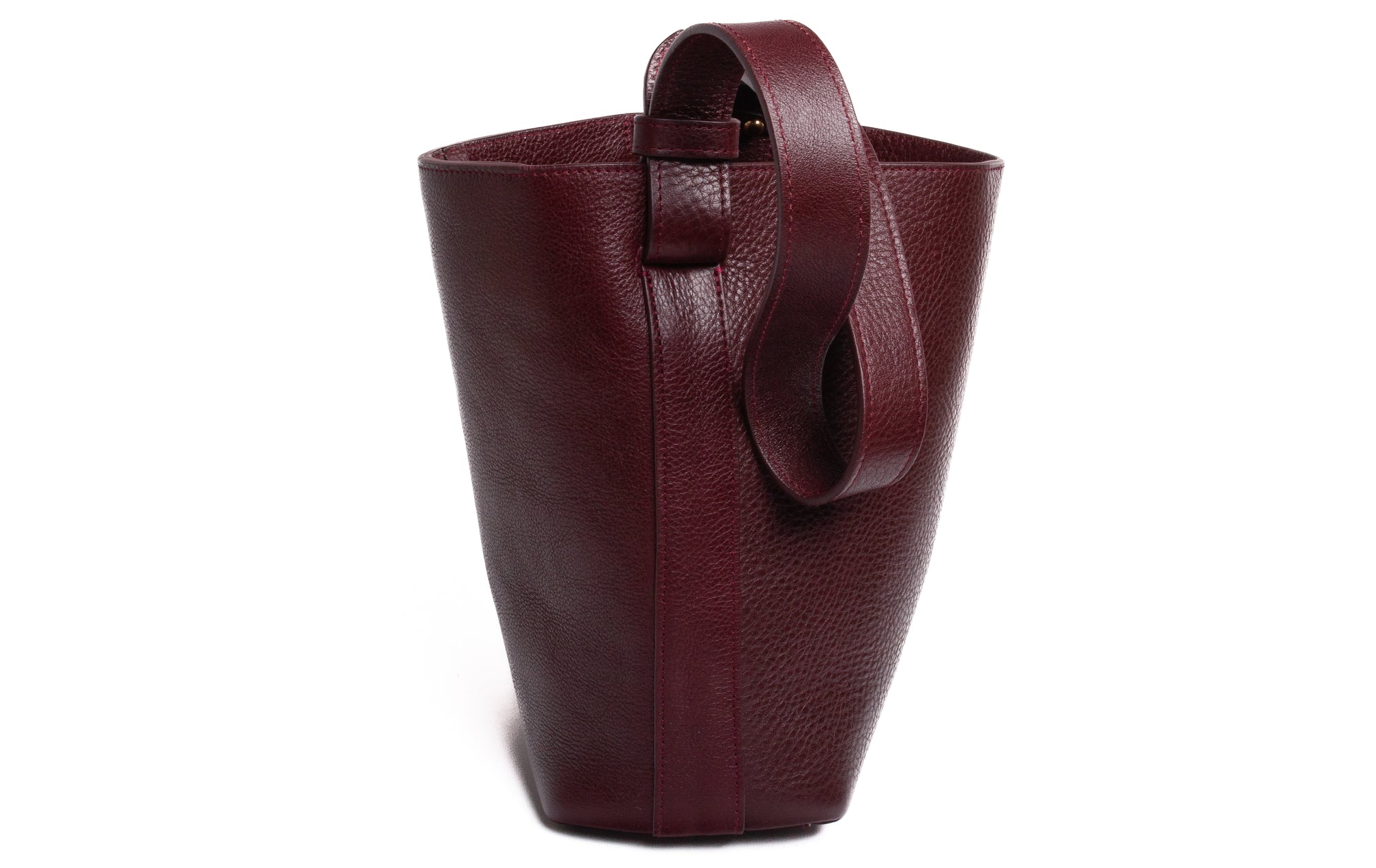 Mini Leather Bucket Shoulder Bag Cordovan
