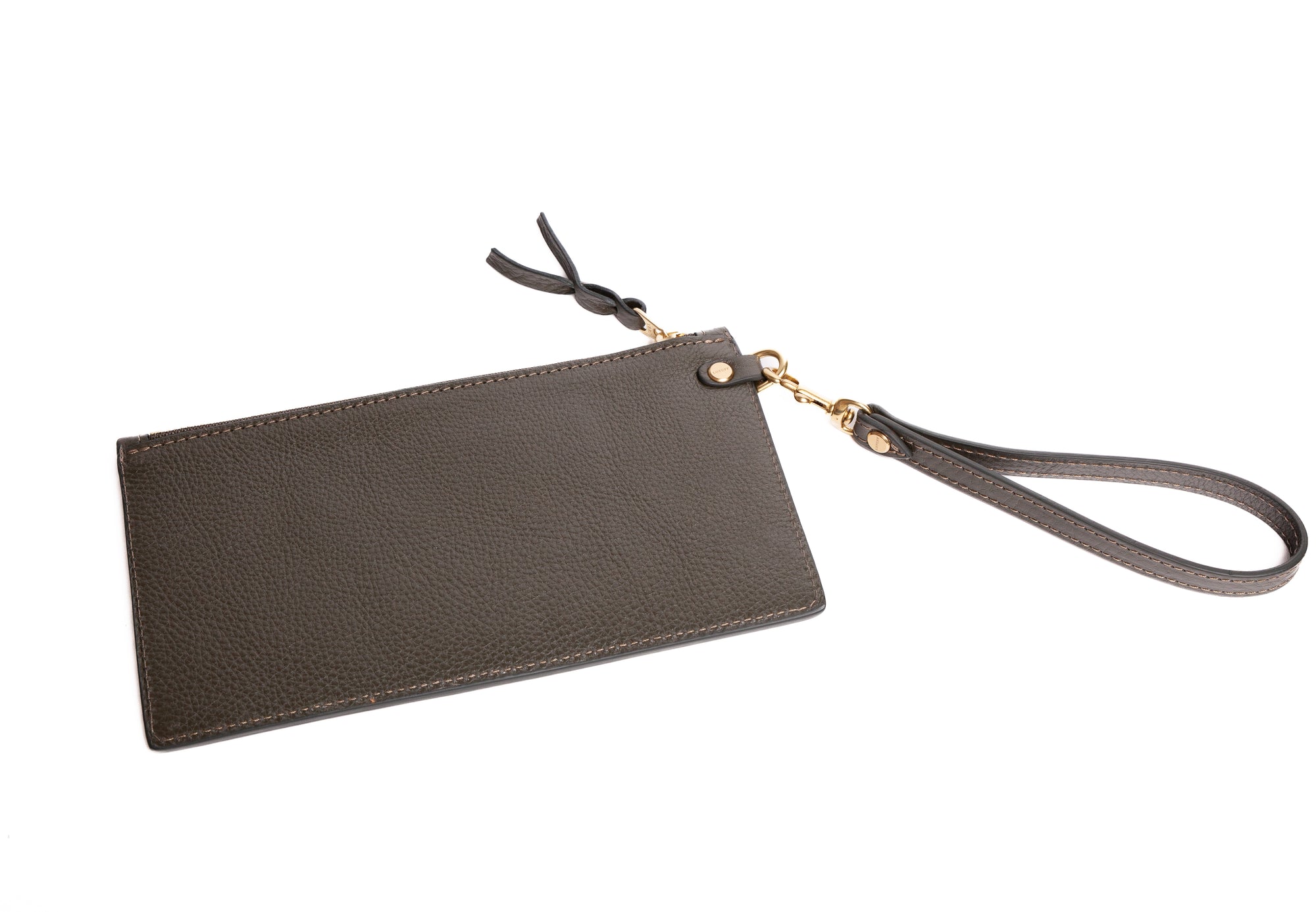 Leather Wristlet Wallet Olive