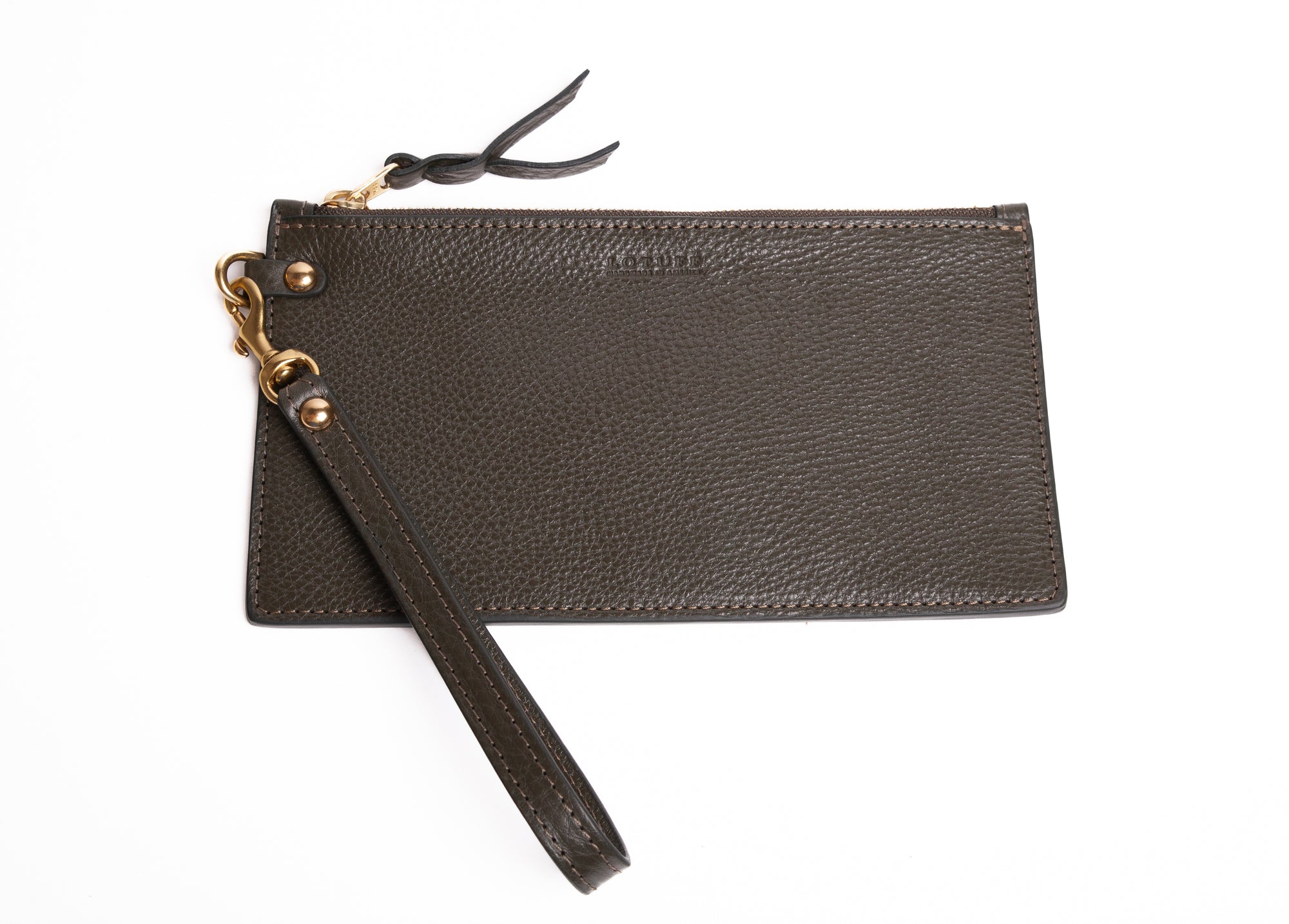 Leather Wristlet Wallet Olive