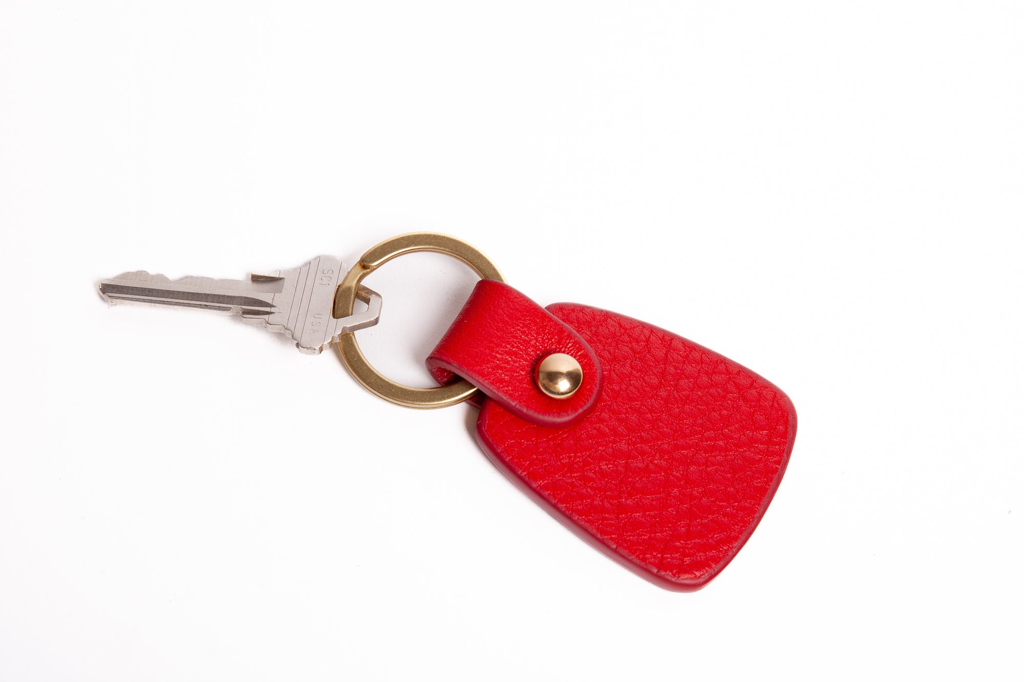 Leather Bell Keychain Pop Red