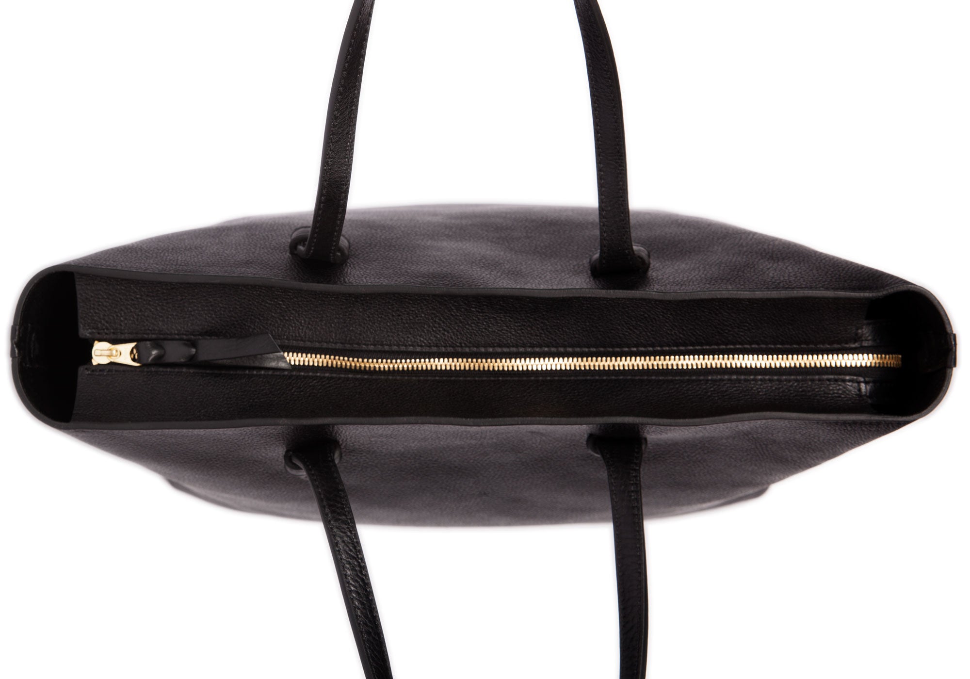 Top Strap View of No. 12 Leather Tote Black