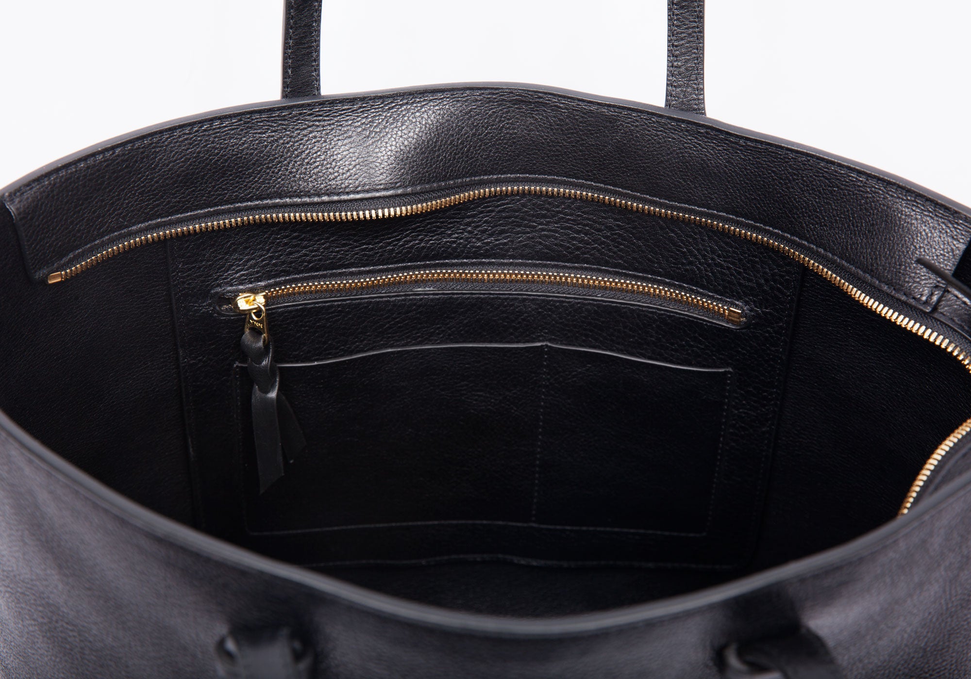 Inner Leather View of No. 12 Leather Tote Black