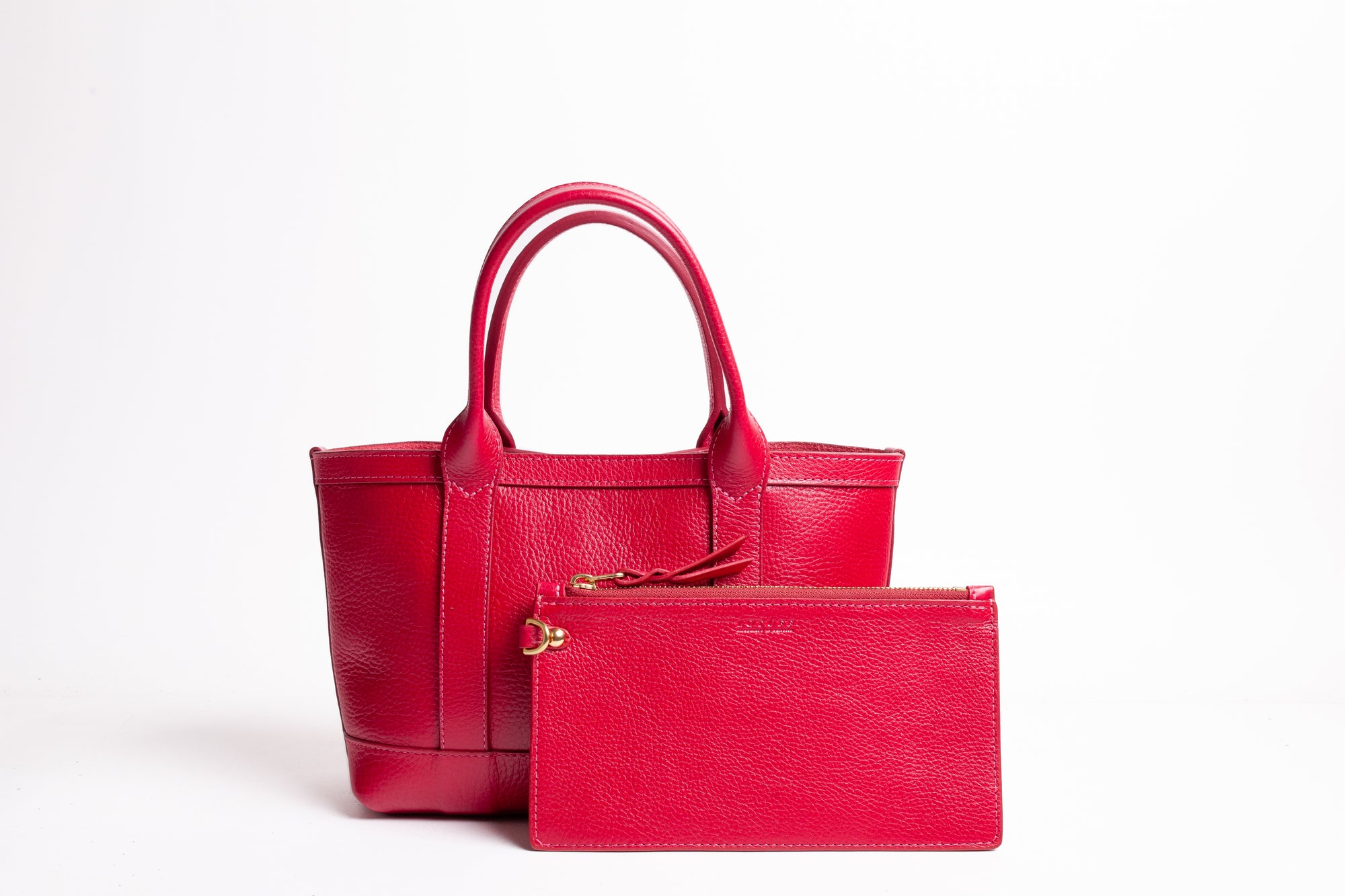 Leather Mini Tote Raspberry