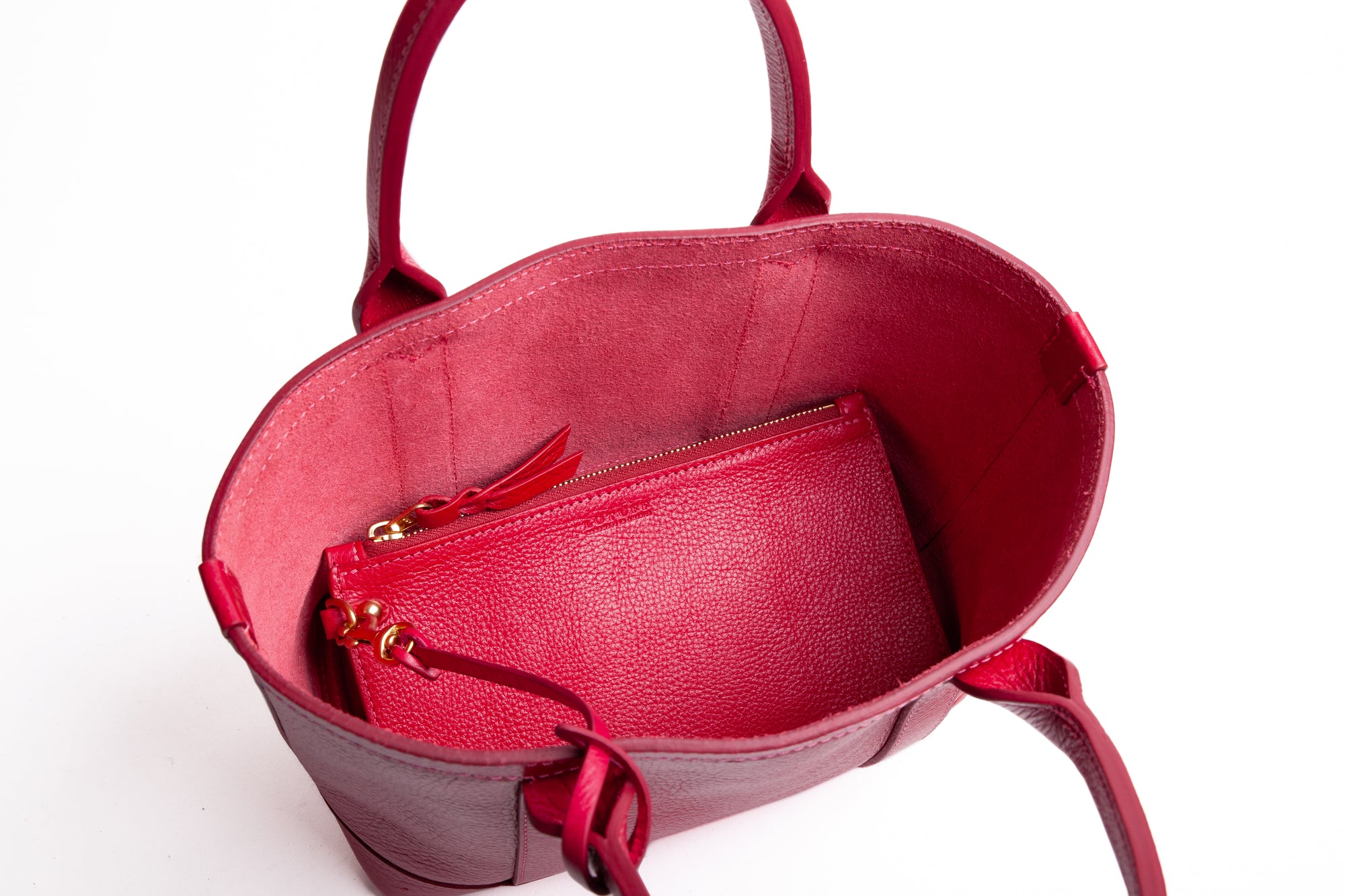 Leather Mini Tote Raspberry