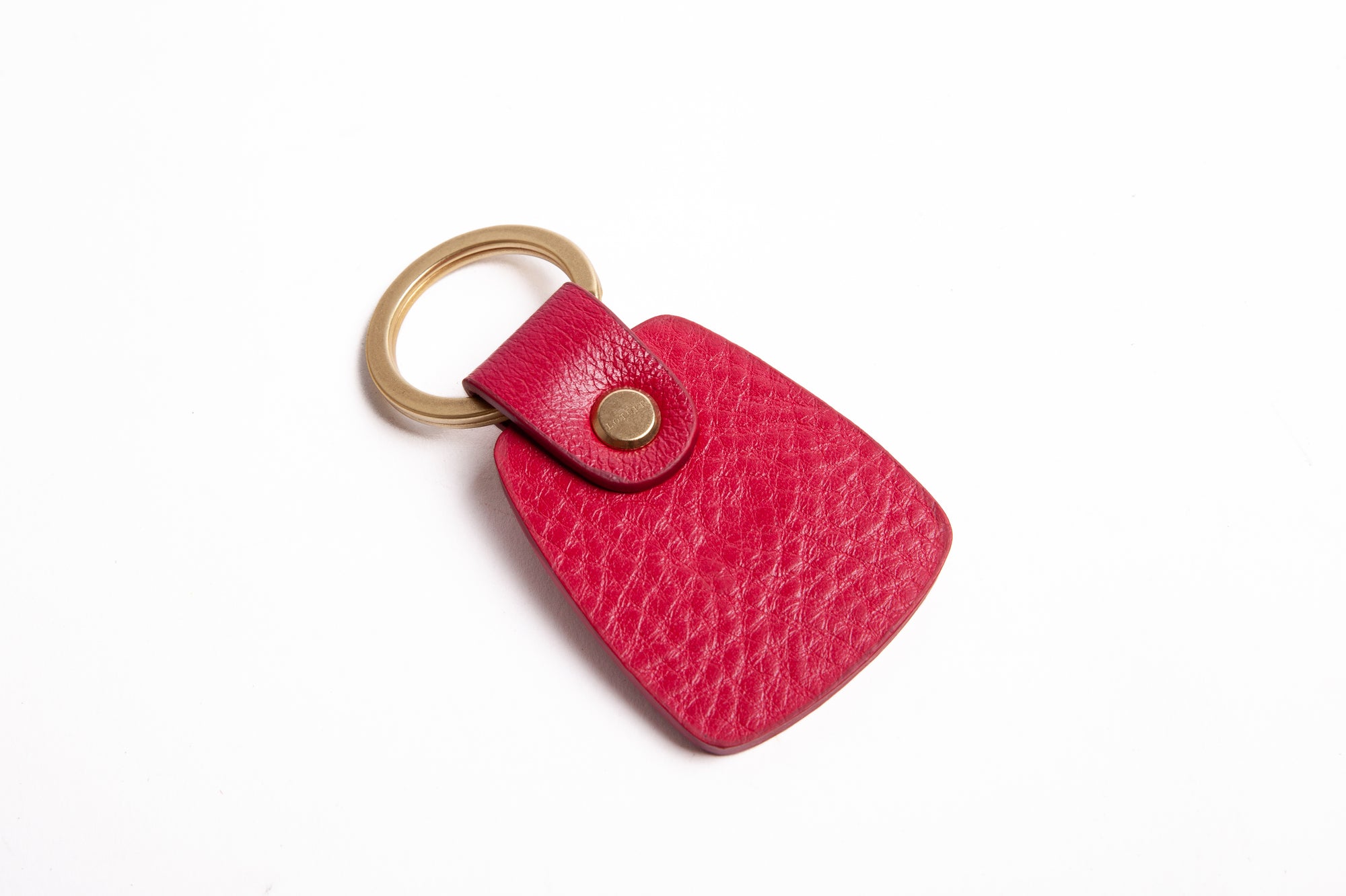 Leather Bell Keychain Raspberry