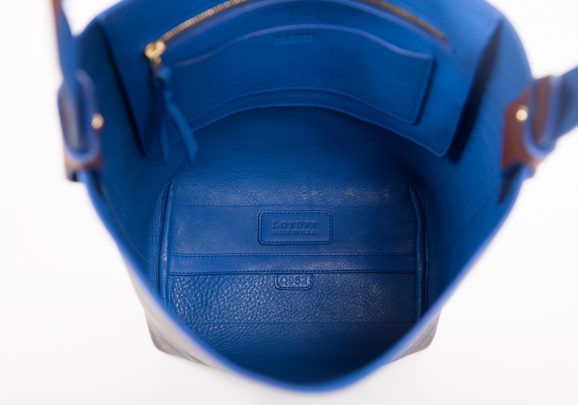 Leather Bucket Shoulder Bag Black-Indigo