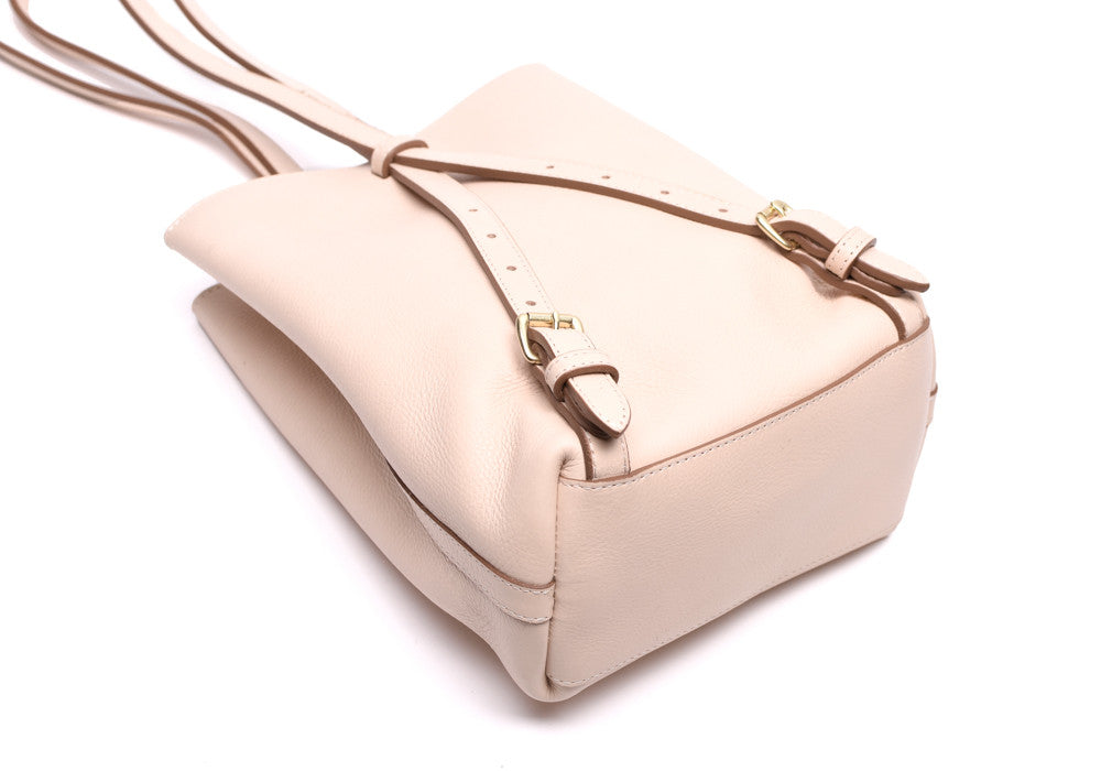 Back Leather View of The Mini Sling Backpack Natural