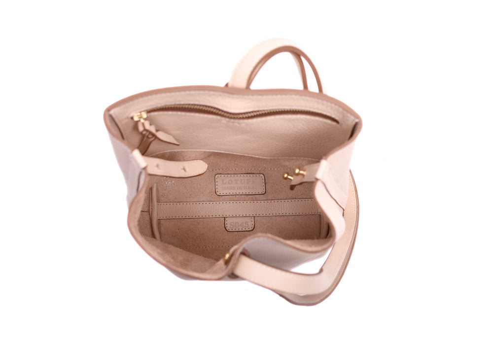 Inner Leather Pocket of The Mini Sling Backpack Natural