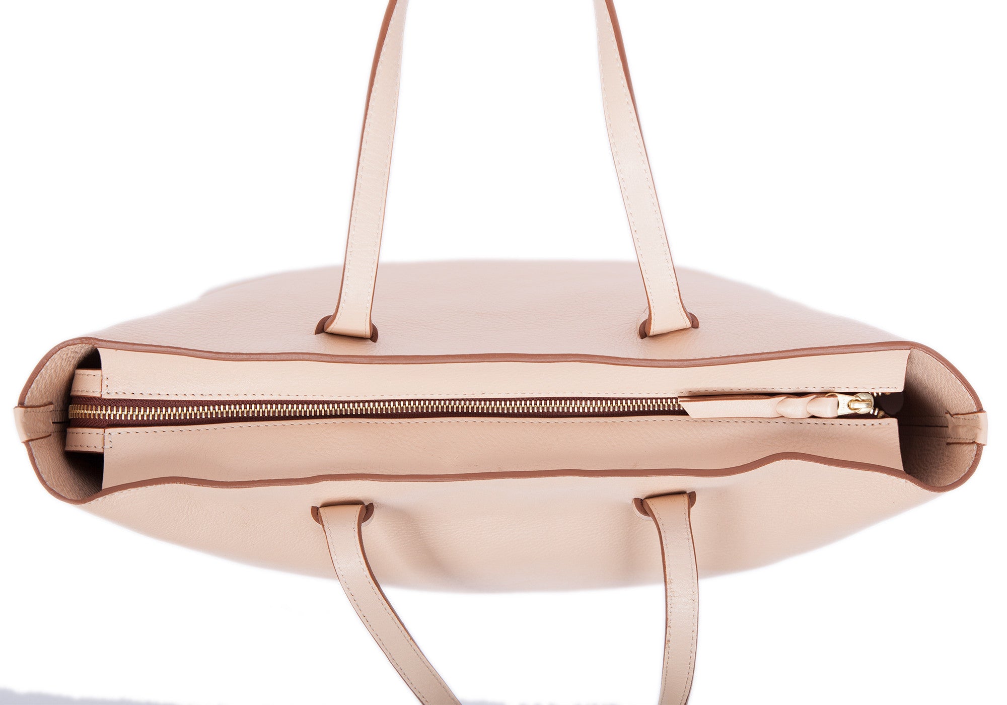 Top Leather View of No. 12 Leather Tote Natural