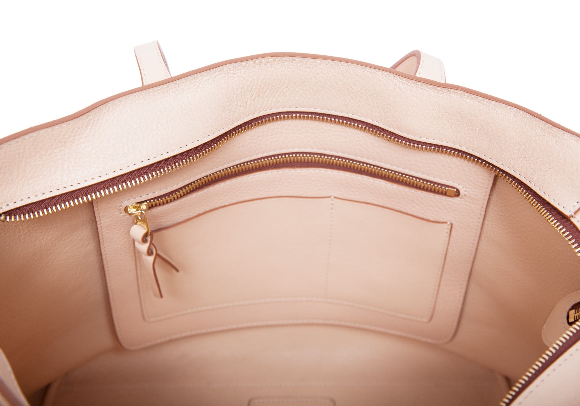 Inner Leather View of No. 12 Leather Tote Natural