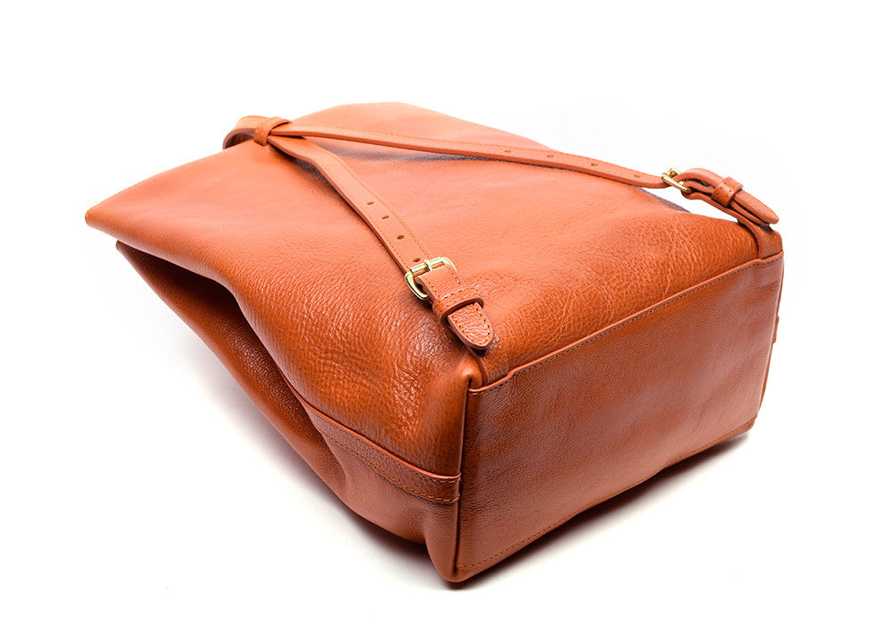 Back Leather Straps of The Sling Backpack Orange