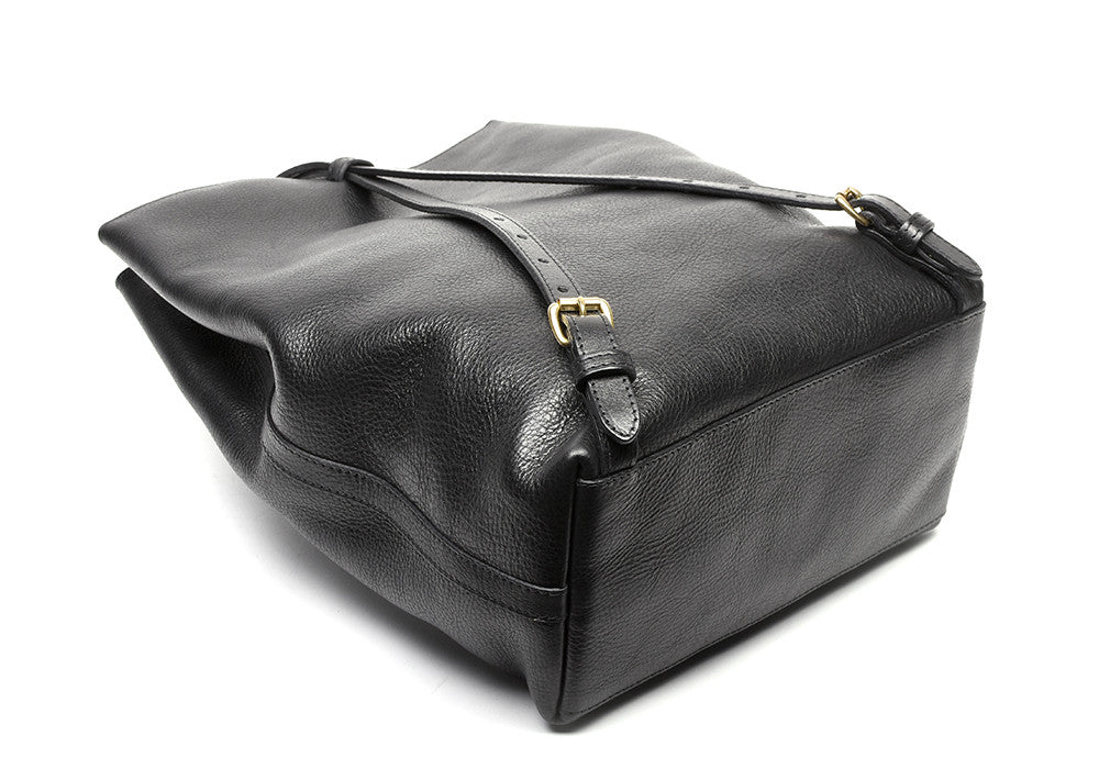 Back Leather Straps of The Sling Backpack Black