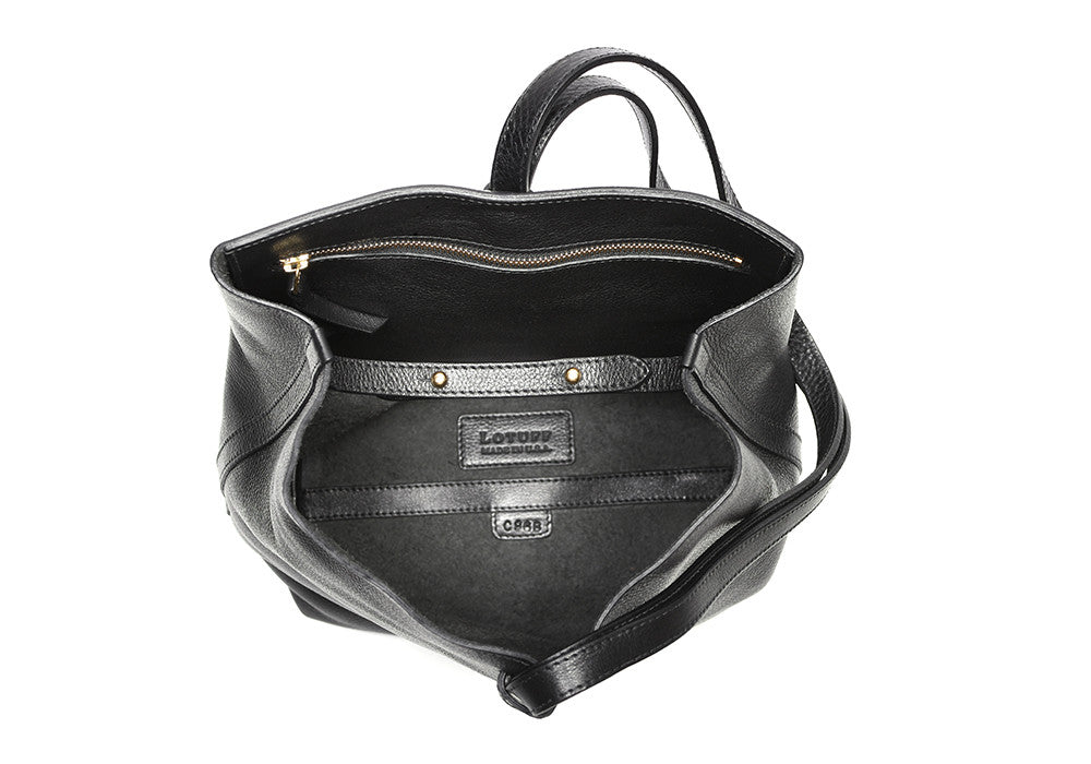 Inner Leather View of The Sling Backpack Black