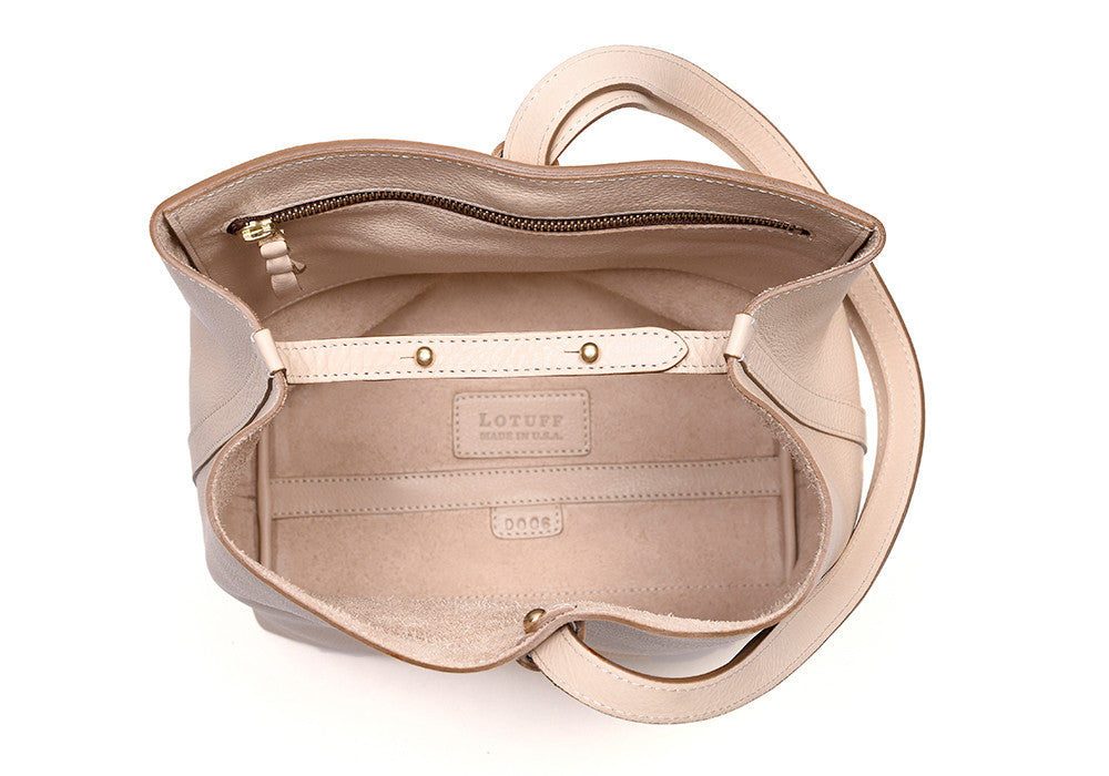 Inner Leather View of The Sling Backpack Natural