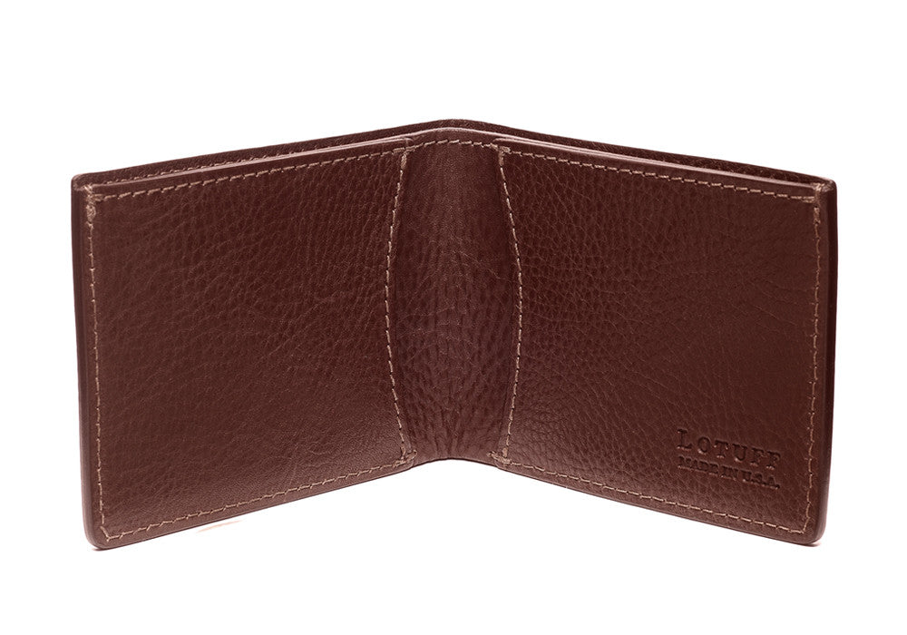 Front View of Two-Pocket Leather Bifold Wallet Chestnut
