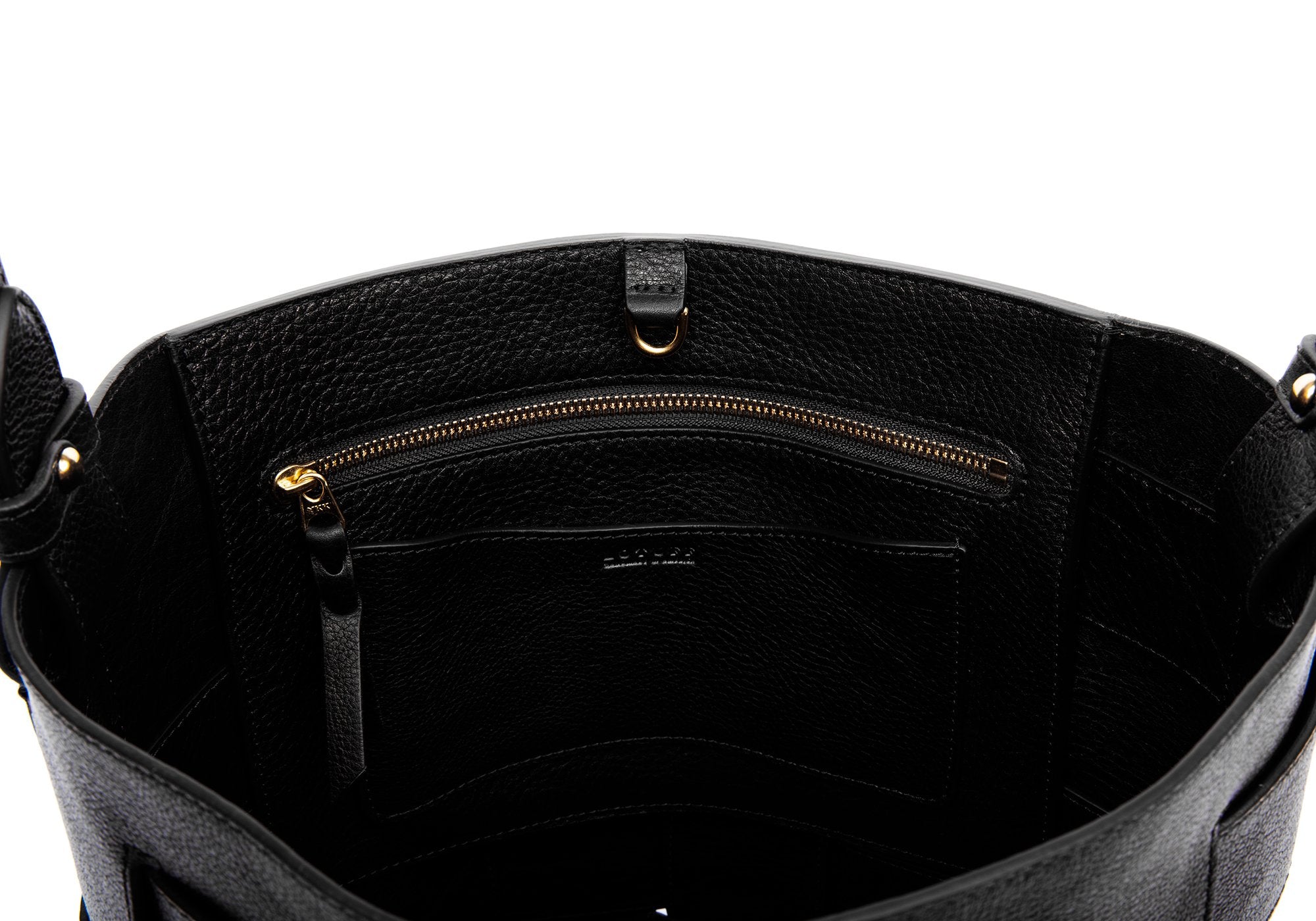 Woven Leather Bucket Shoulder Bag Black