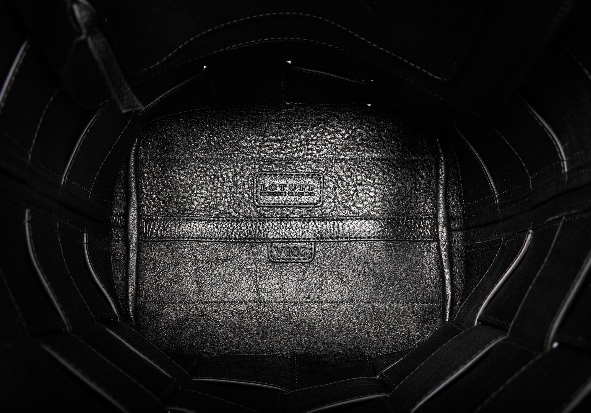 Woven Leather Bucket Shoulder Bag Black