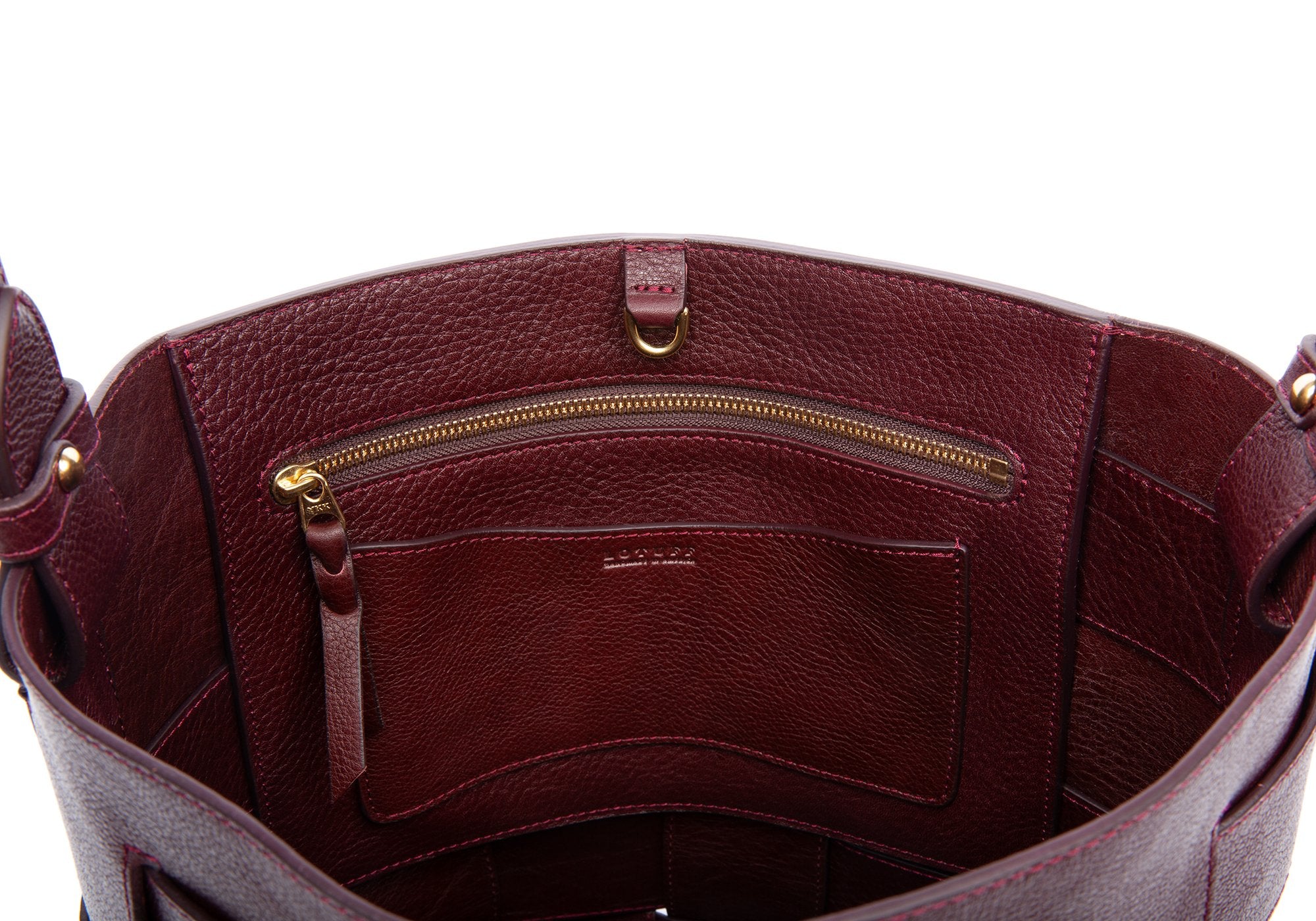 Woven Leather Bucket Shoulder Bag Cordovan