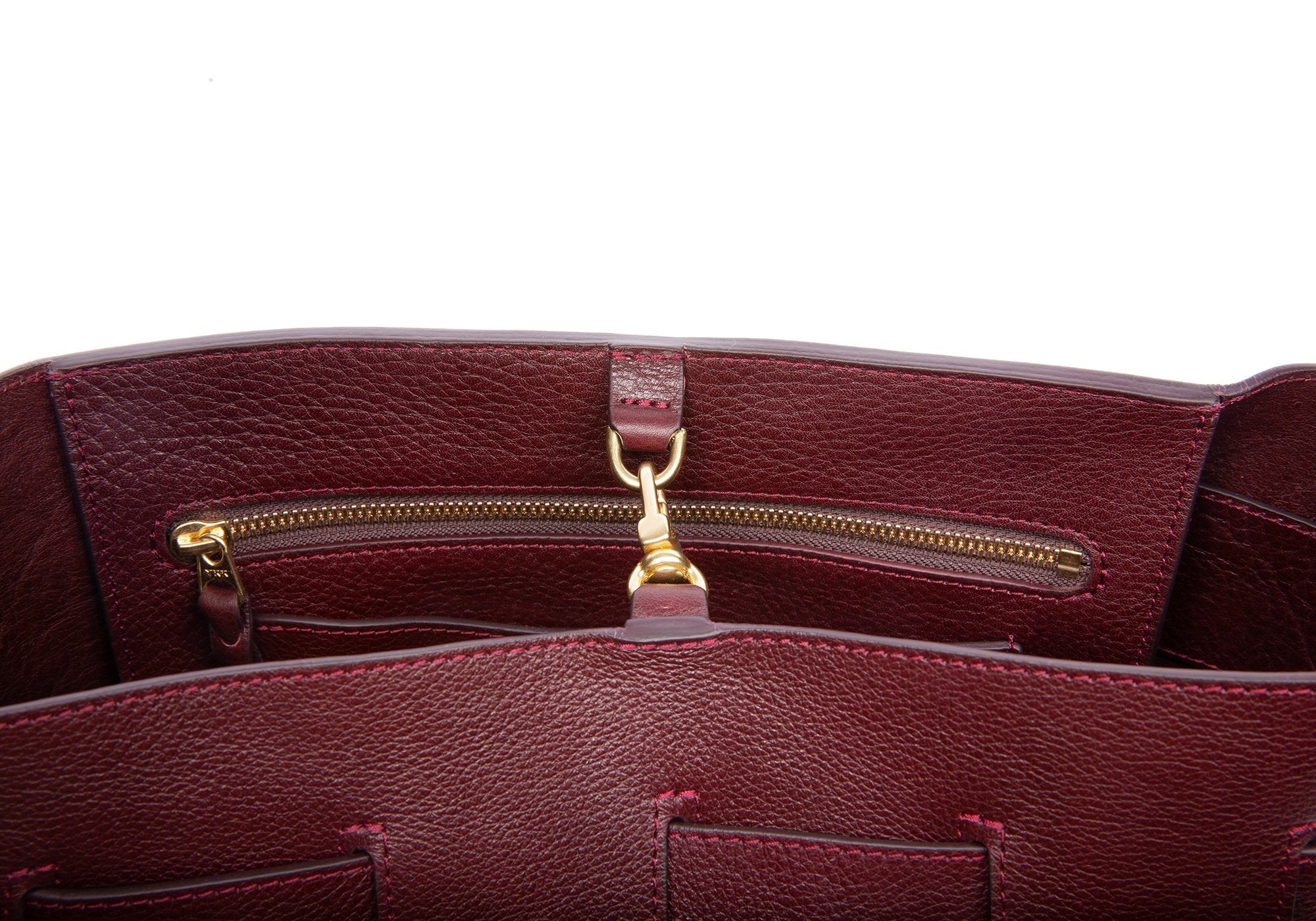 Woven Leather Bucket Shoulder Bag Cordovan