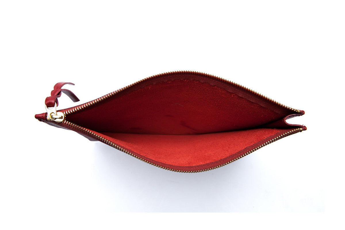 Inner Leather View of No. 9 Pouch Red