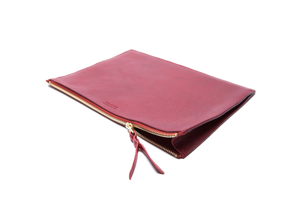 Front Leather View of No. 9 Pouch Red