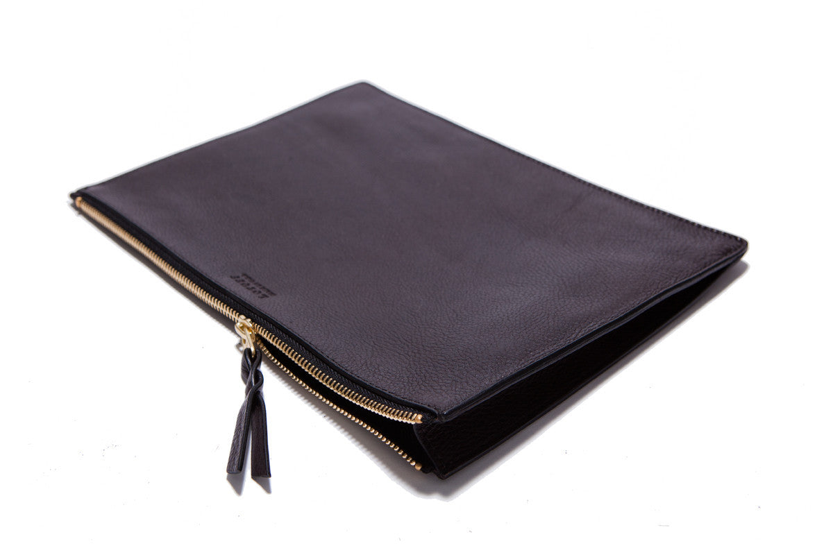 Front Leather View of No. 13 Pouch Chocolate